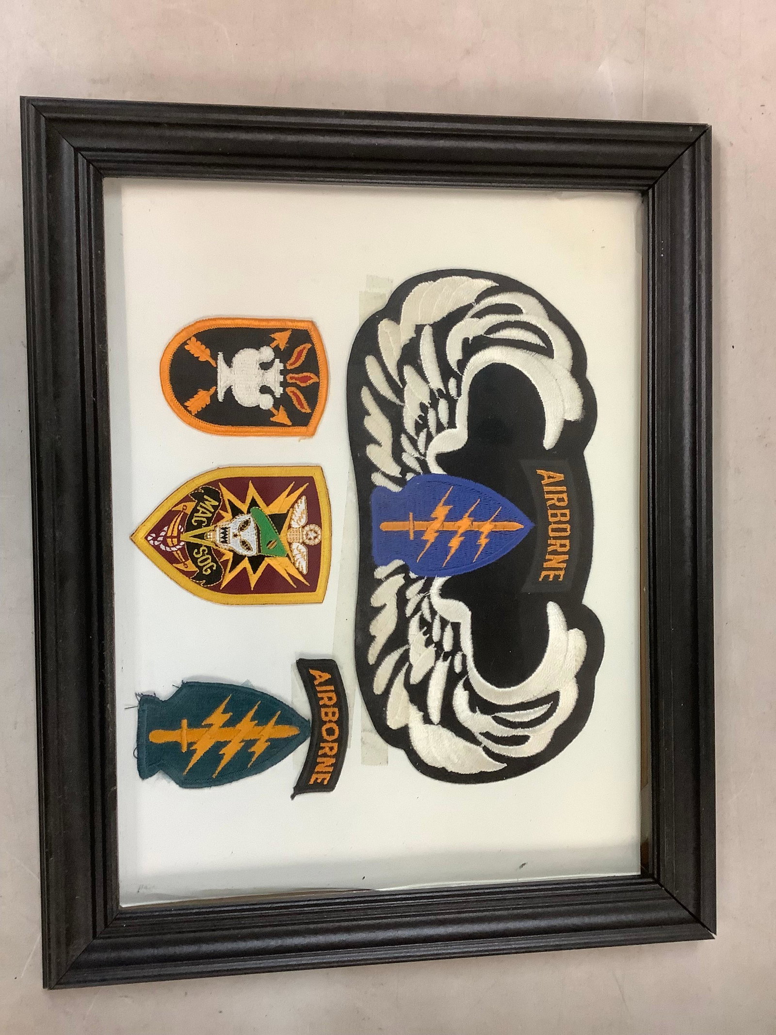 Airborne, mac v sog, and more army badges in frame 15in.x12in.: Airborne, mac v sog, and more army badges in frame 15in.x12in.