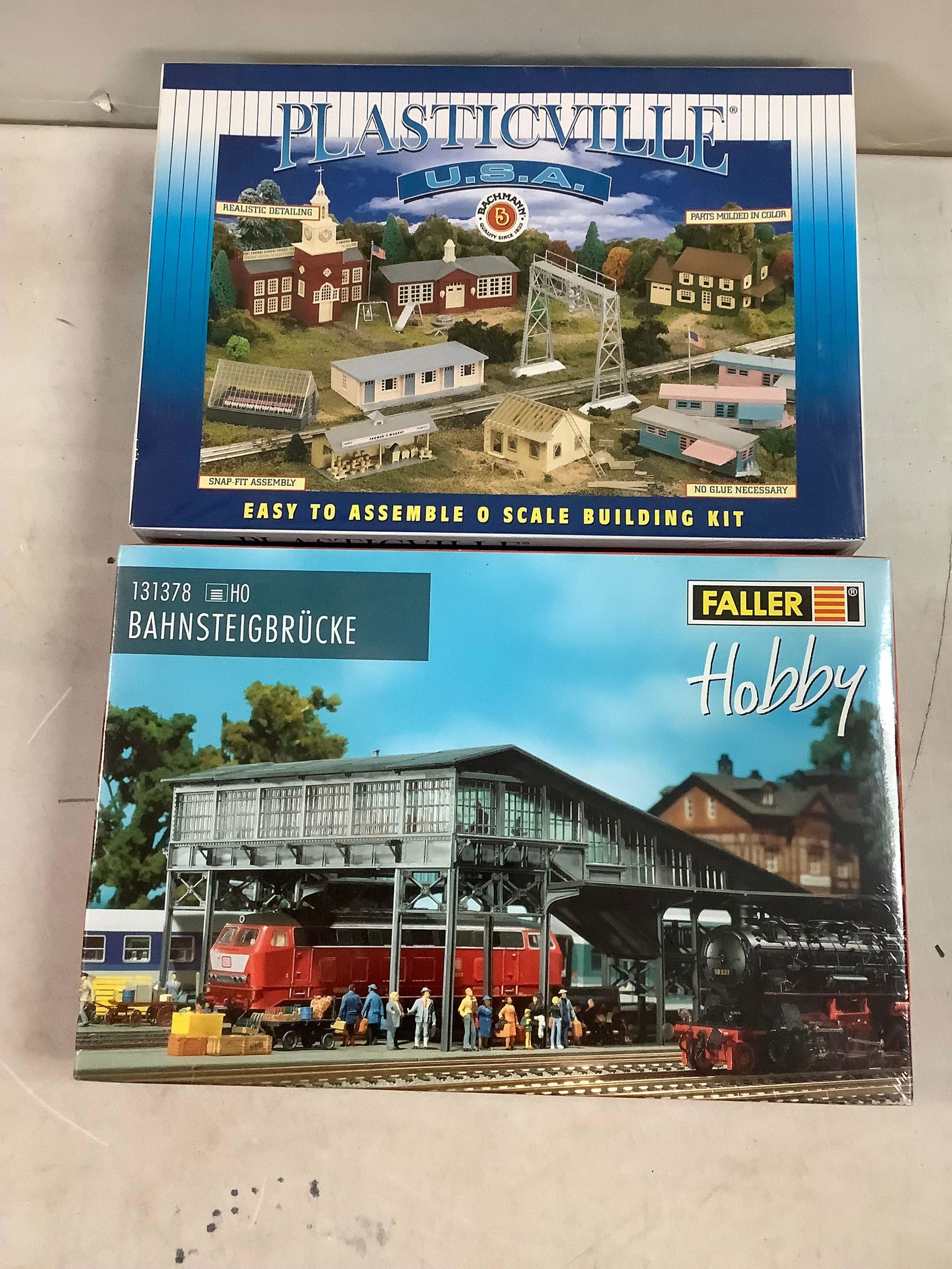Lot of Faller and Plasticville Model Buildings and Bridge (1 of 1)