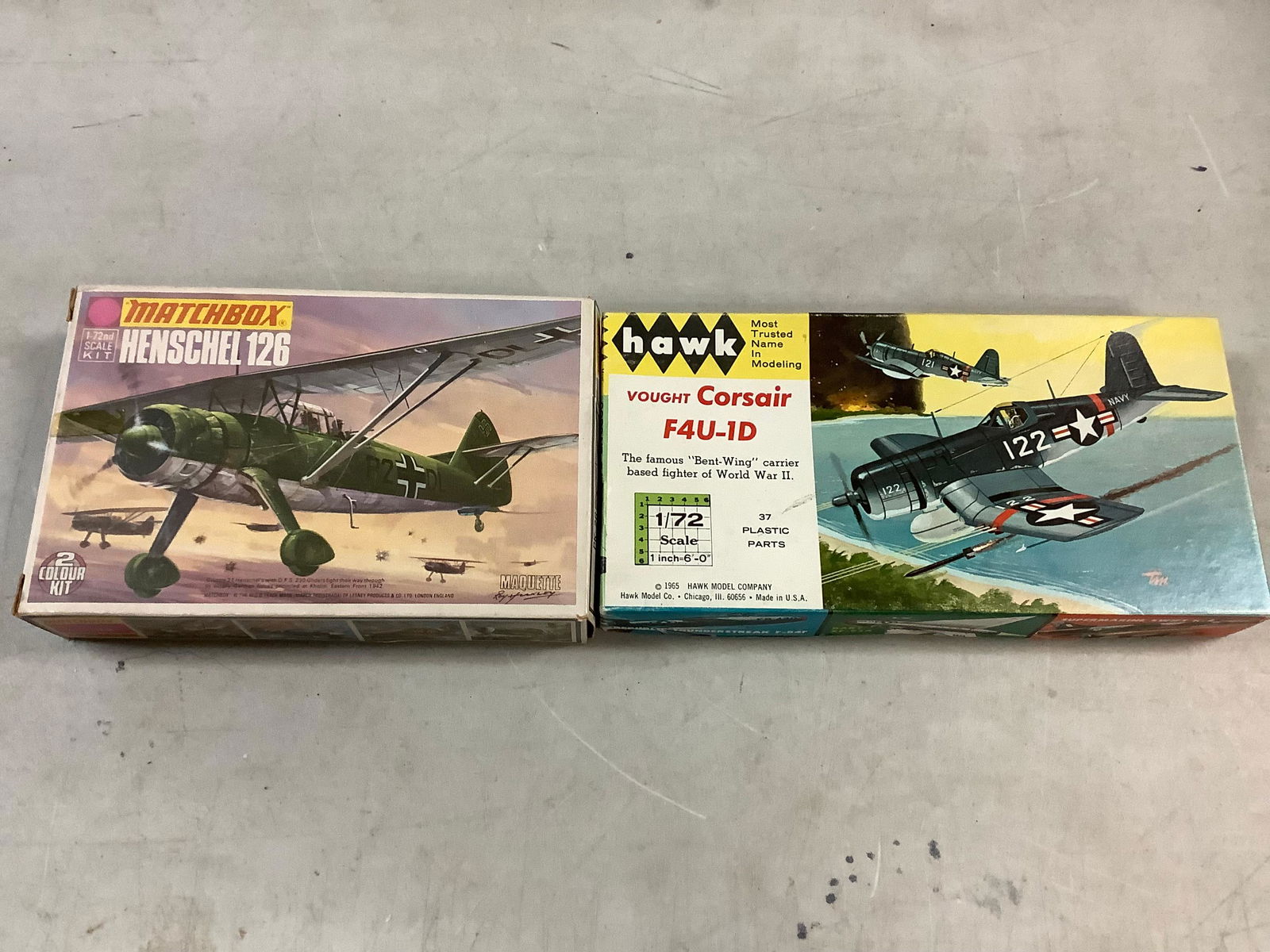 Vought Corsair F4U-1D scale, Matchbox Henschel 126 scale: Vought Corsair F4U-1D scale, Matchbox Henschel 126 scale