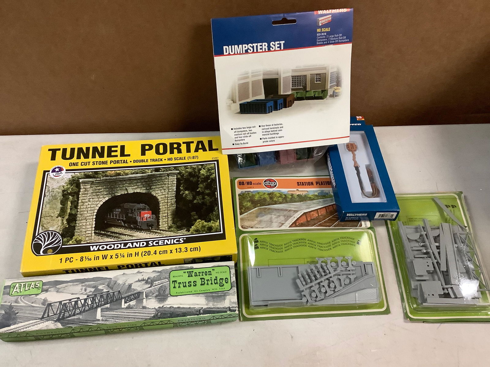Station platform, "Warren" truss Bridge, one cut stone tunnel portal model kits and more (1 of 1)