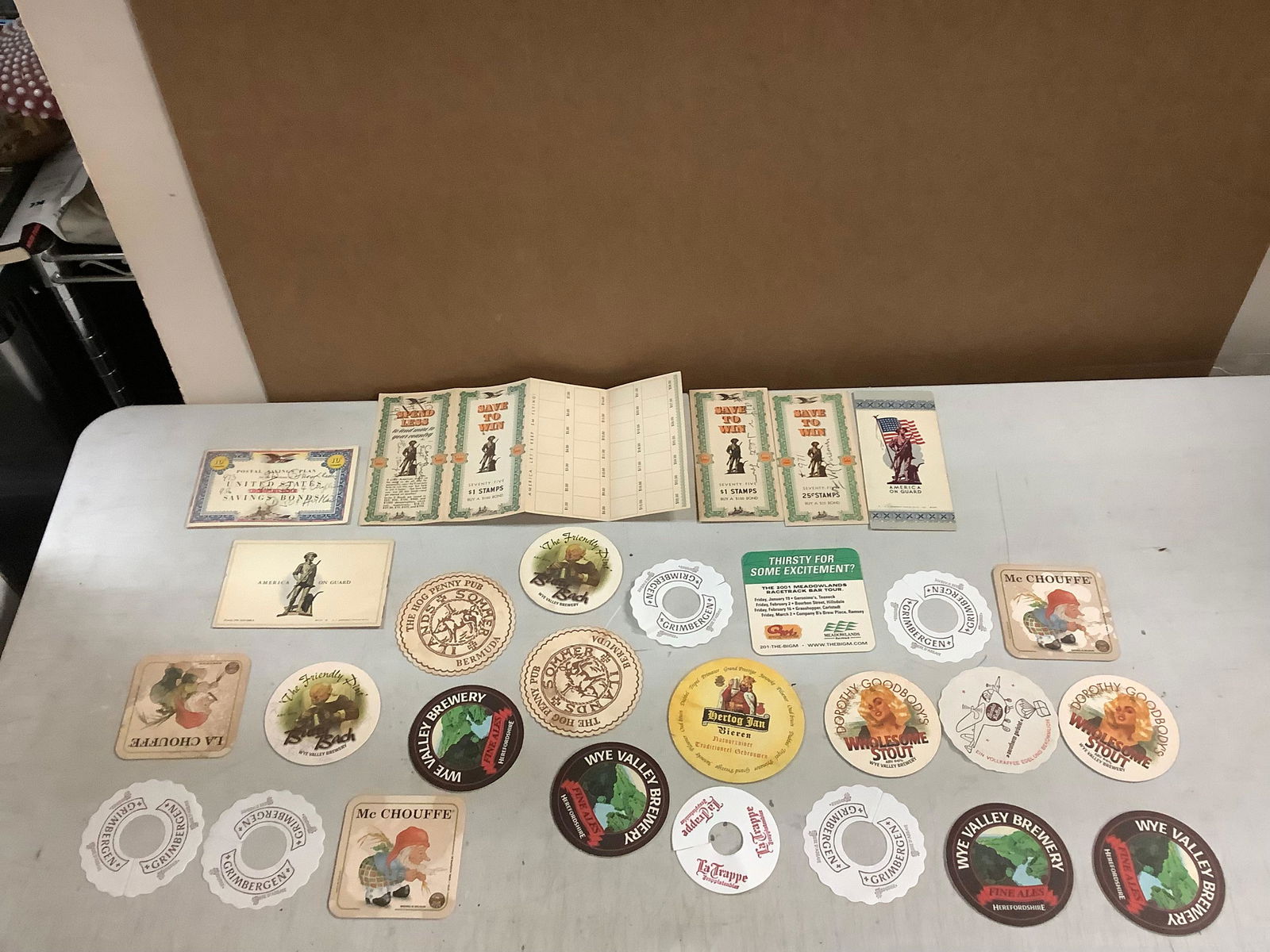 Lot of vintage beer coasters and stamp holder books (1 of 1)