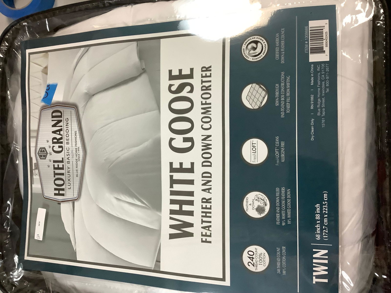 Hotel Grand White Goose Feather And Down Comforter Set Twin Size **new