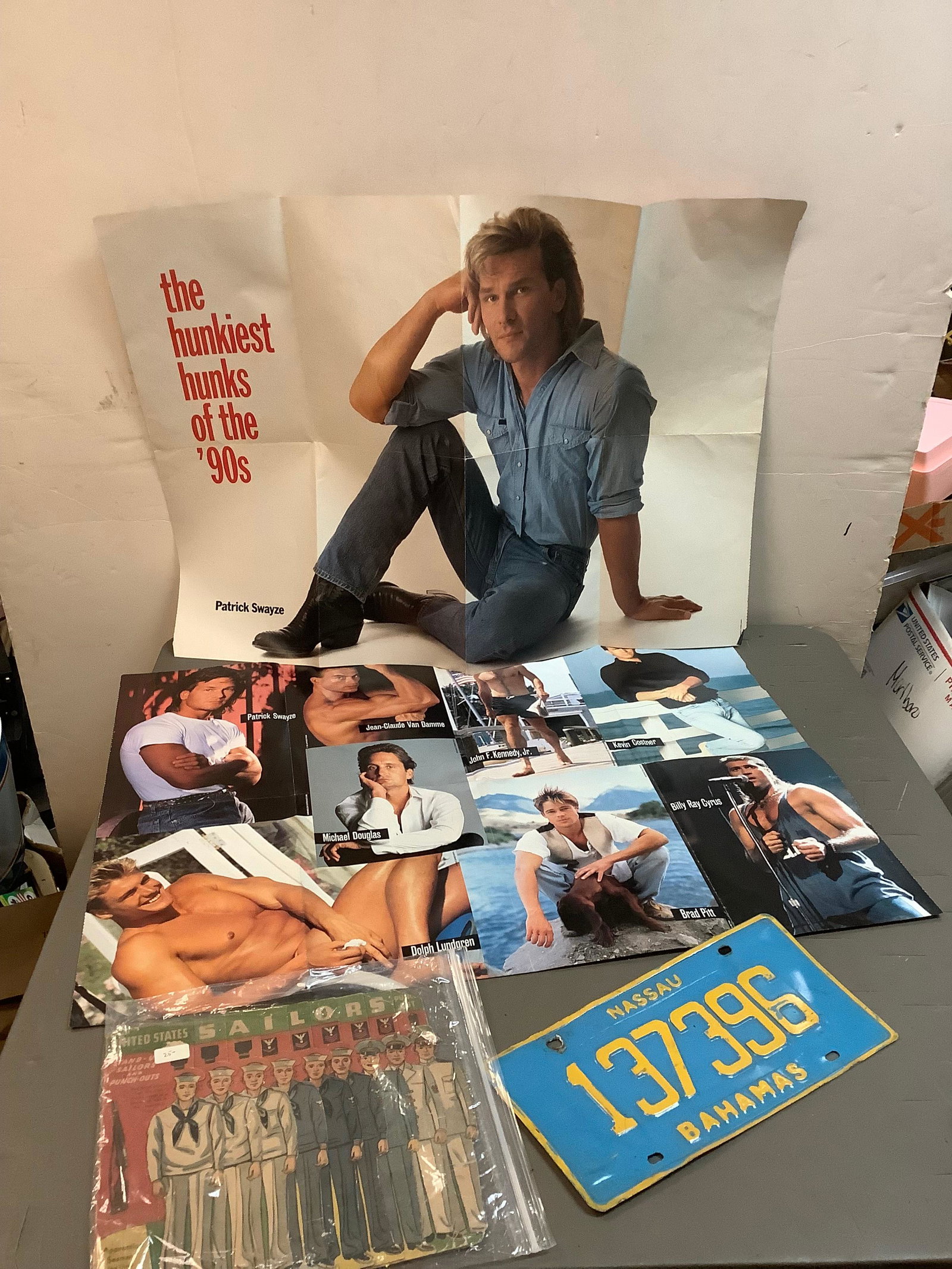 Lot of Vintage License Plate, United States Sailors Punch Out and The Hunkiest Hunks of The 90's (1 of 1)