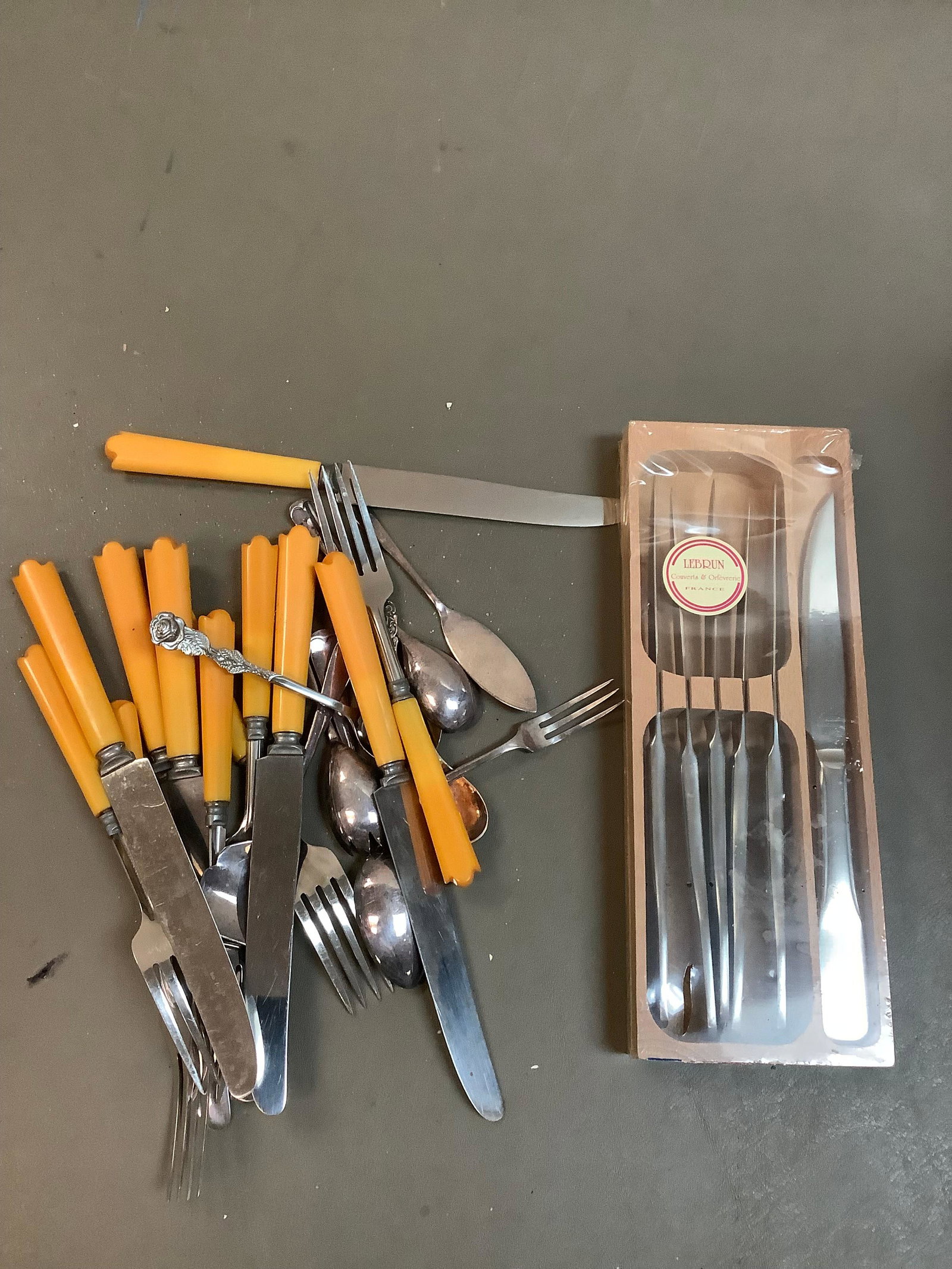 Lot of Vintage Lebrun Knives and Vintage Stainless Steel Flatware: Lot of Vintage Lebrun Knives and Vintage Stainless Steel Flatware