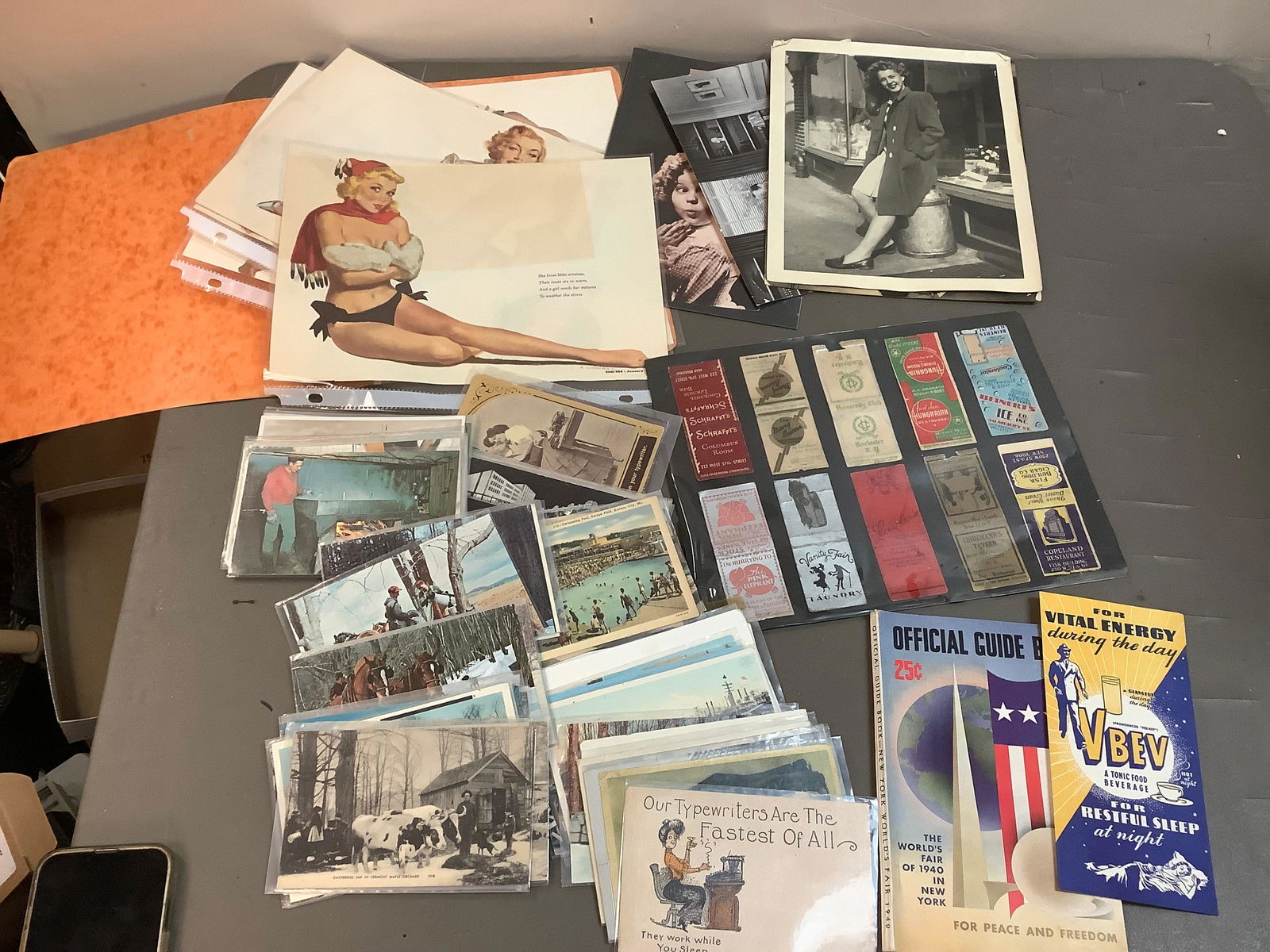 Lot of Vintage Advertising Empty Match Books, Postcards, Black & White Photos and More (1 of 1)
