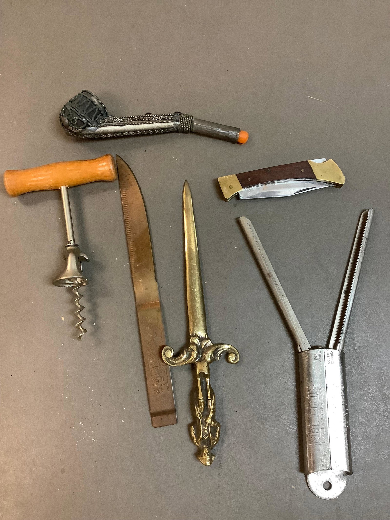 Lot of Letter Openers, Pipe, Wine Opener, Pocket Knife and More: Lot of Letter Openers, Pipe, Wine Opener, Pocket Knife and More