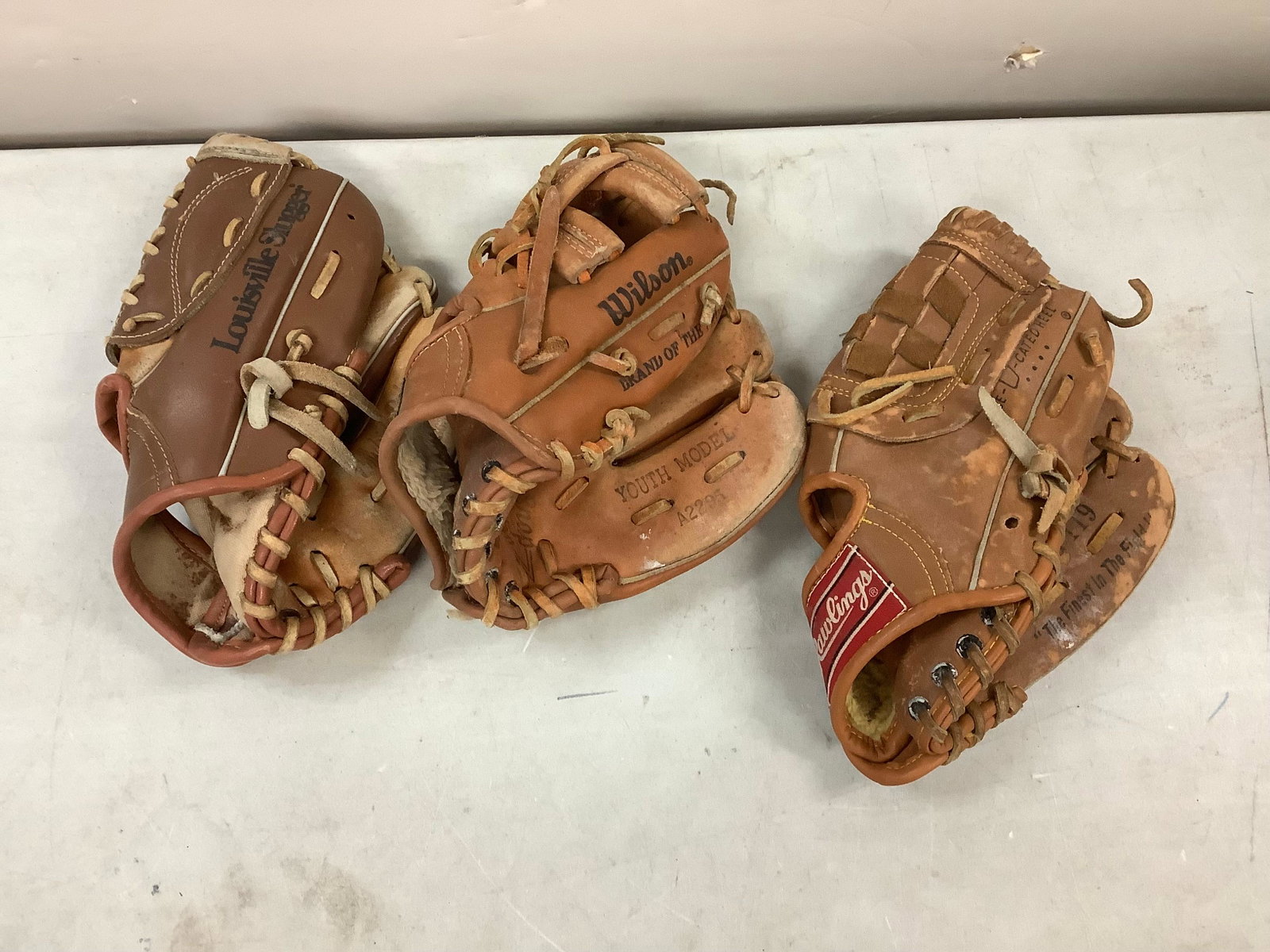 Lot Gants Baseball Vintage Rawlings Wilson Louisville Slugger - À Restaurer
