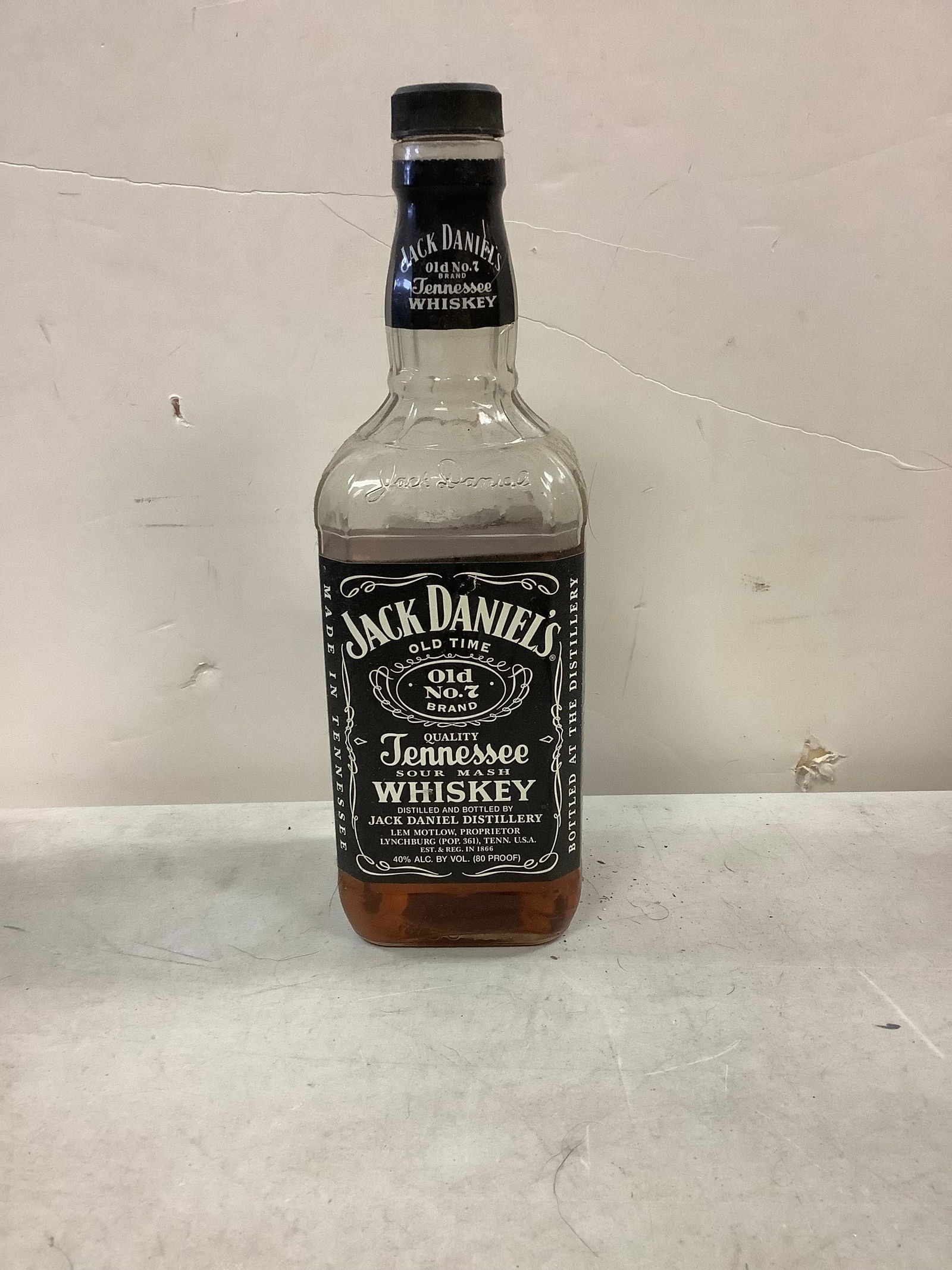 Jack Daniels old time no.7 sour mash whiskey 750 mL 3/4 full (1 of 1)