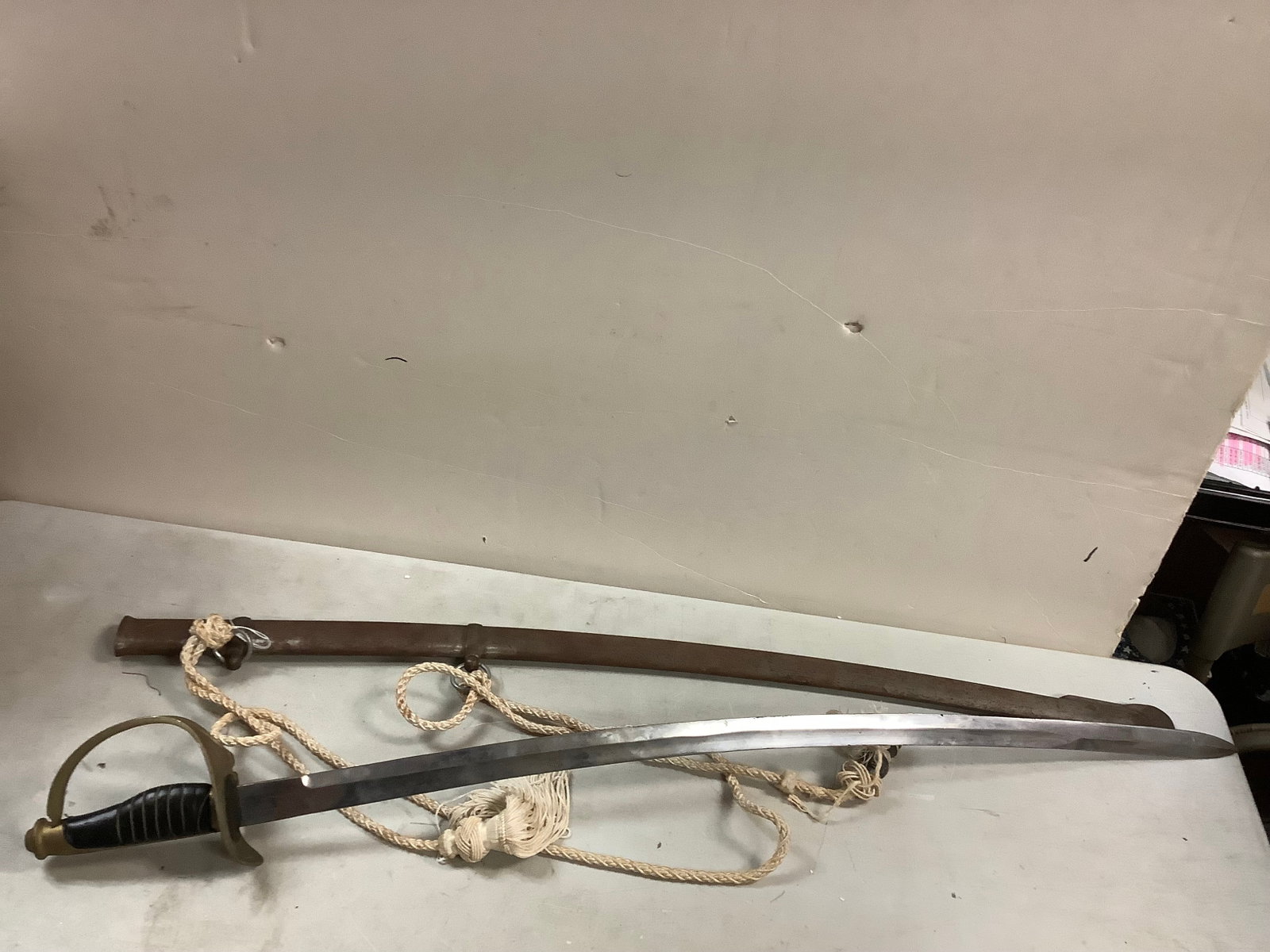 Reproduction calvery sword with metal sheath 39in long: Reproduction calvery sword with metal sheath 39in long