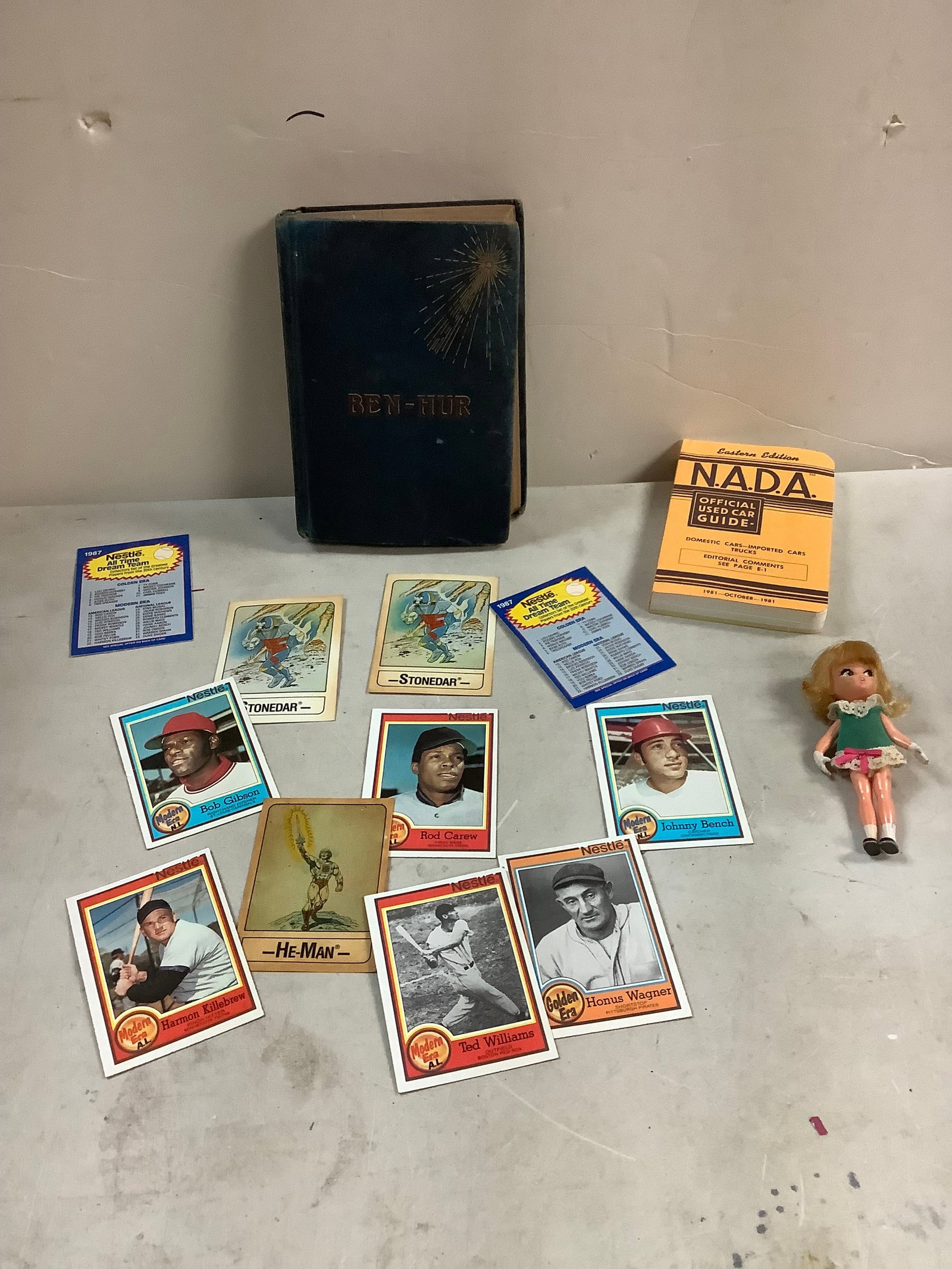 Lot of baseball cards , BEN-HUR book, vintage doll and more: Lot of baseball cards , BEN-HUR book, vintage doll and more