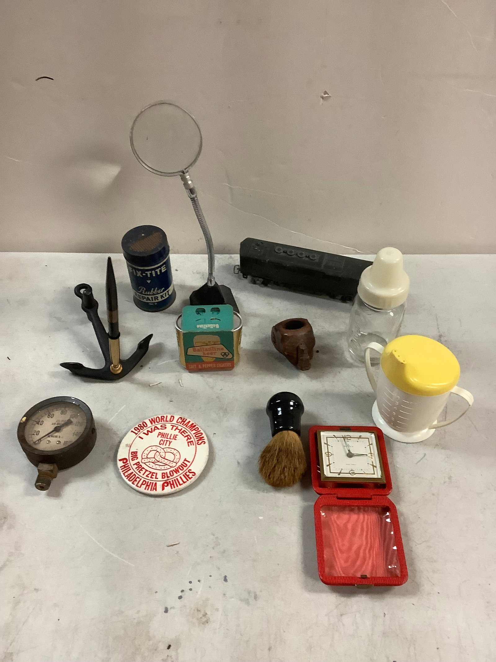 Lot of big bird cup, Ballantine beer salt and pepper shakers, pin and more: Lot of big bird cup, Ballantine beer salt and pepper shakers, pin and more
