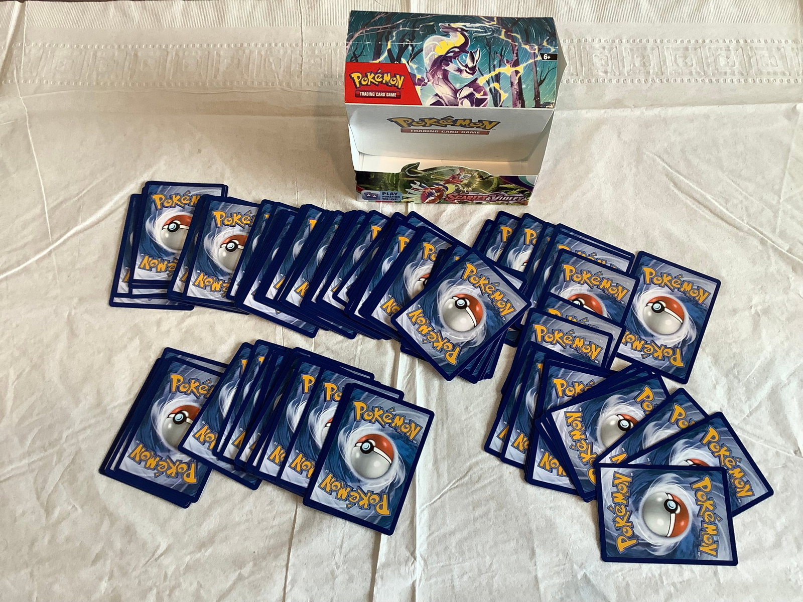 Lot of Holo, reverse-holo's and non-holo pokemon card from sword and shield, scarlet violet: Lot of Holo, reverse-holo's and non-holo pokemon card from sword and shield, scarlet violet generation with empty booster box