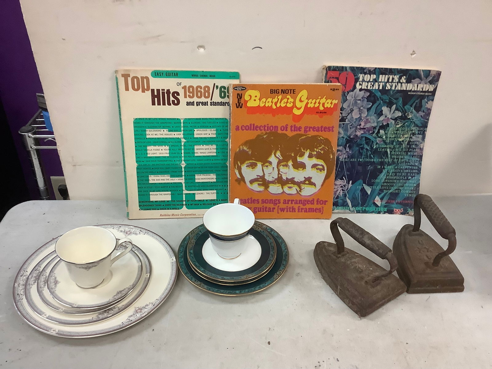 Lot of Greatest Hits Song Books, Vintage Sad Irons, Royal Doulton Plates and Cups, and More (1 of 1)