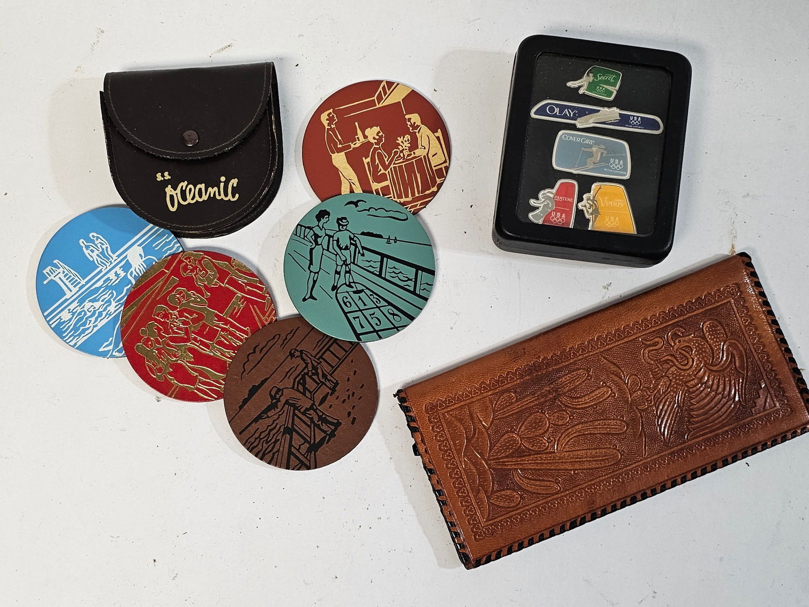 Vintage Oceanic Coasters, Mexican Leather Wallet, (1 of 2)