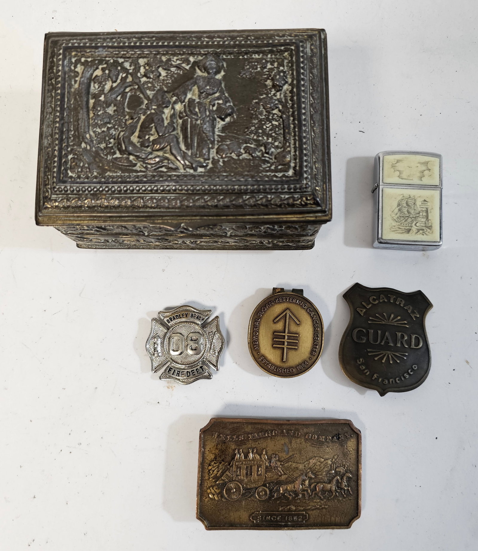 Vintage Belt Buckles incl Alcatraz and More: box measures 3x5x4"