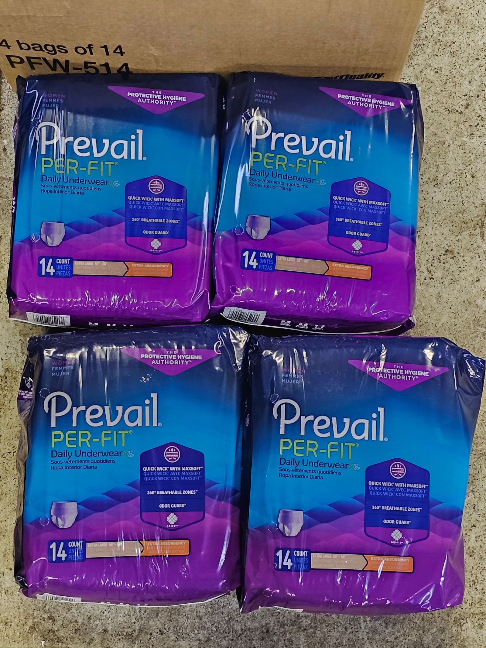 4 New Packages Prevail Per-fit Daily Underwear XL (1 of 1)