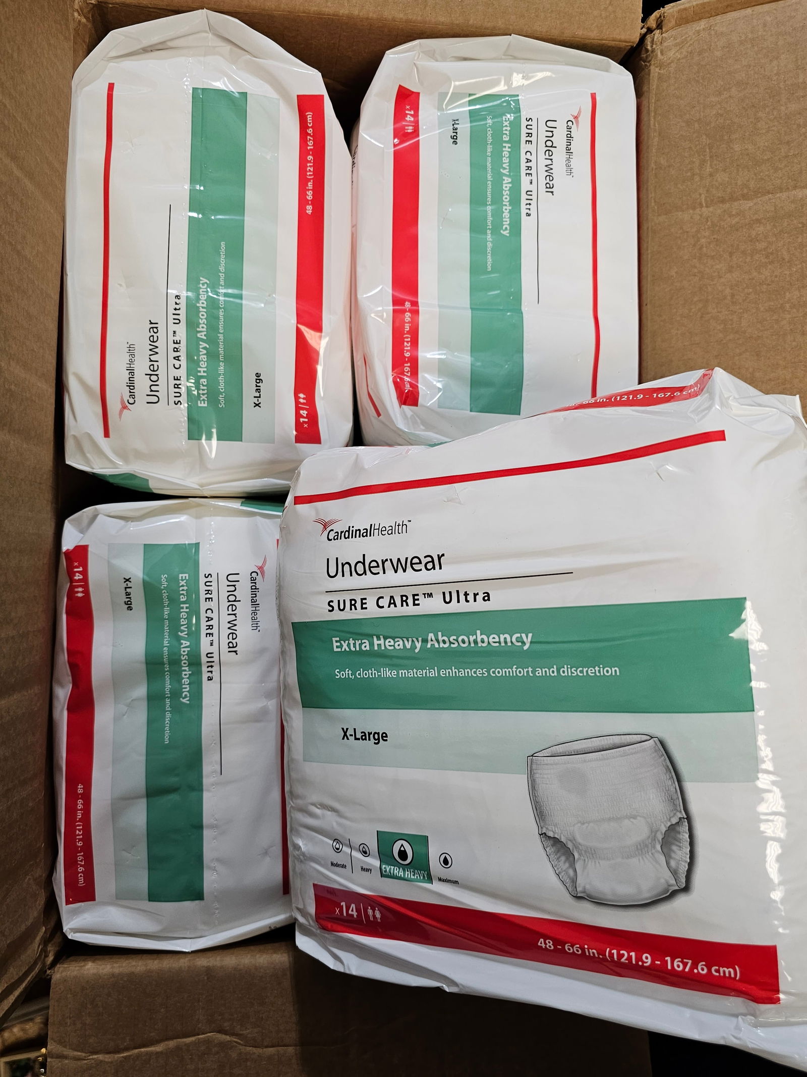 Case of 4 New Packages XL Adult Absorbent Underwear (1 of 1)