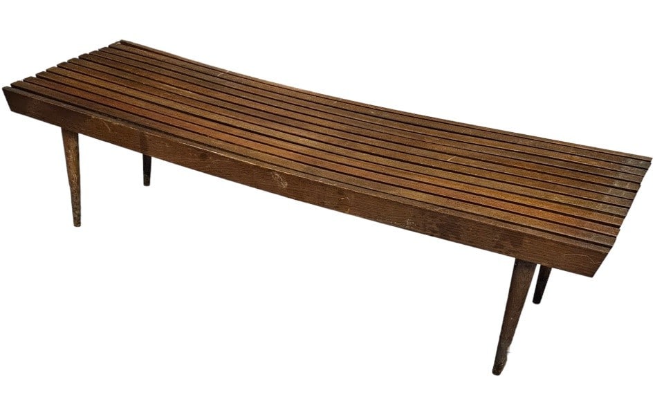 Vintage Midcentury Modern Wooden Slat Bench (1 of 3)