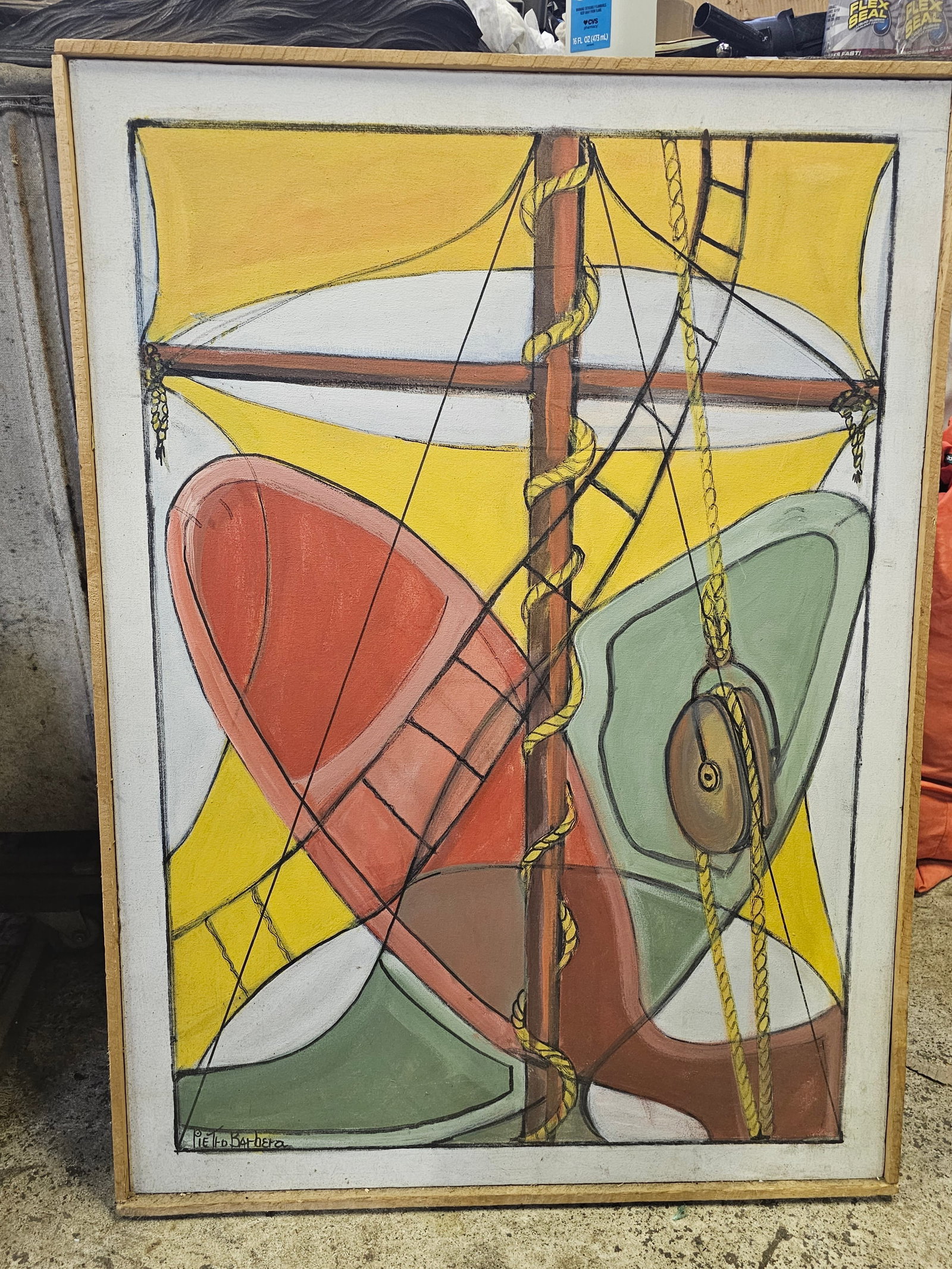 Original Abstract Sailboat Art on Canvas Pietro Barbera (1 of 2)
