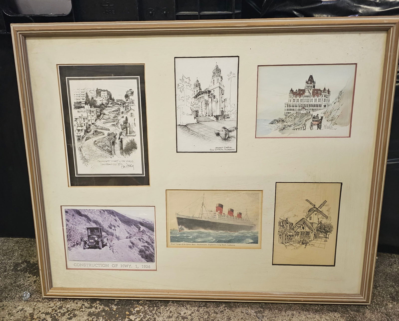 Antique Framed Postcards including The Queen Mary (1 of 3)