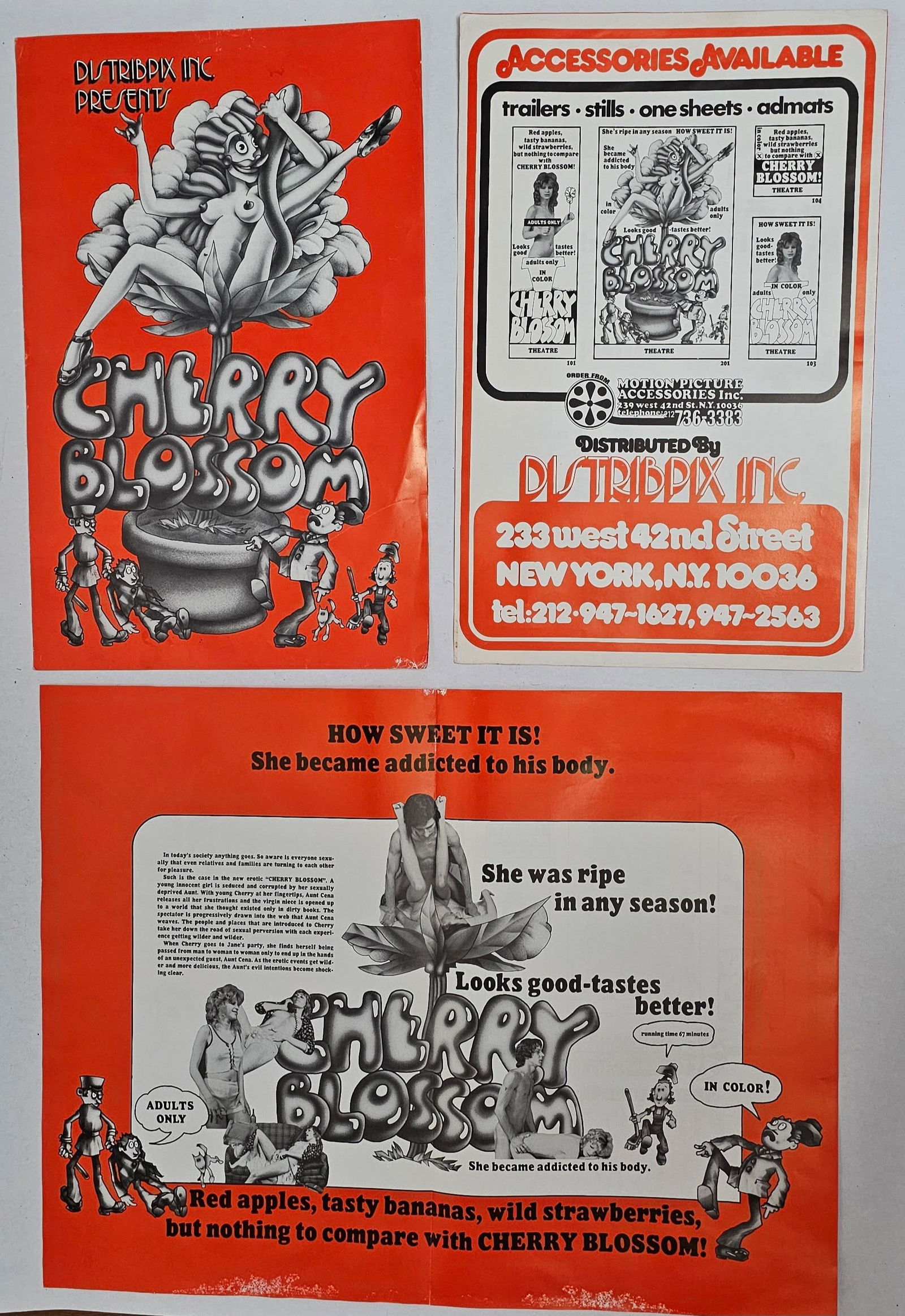 3 Vintage Adult Film Promotional Cherry Blossom Posters (1 of 4)