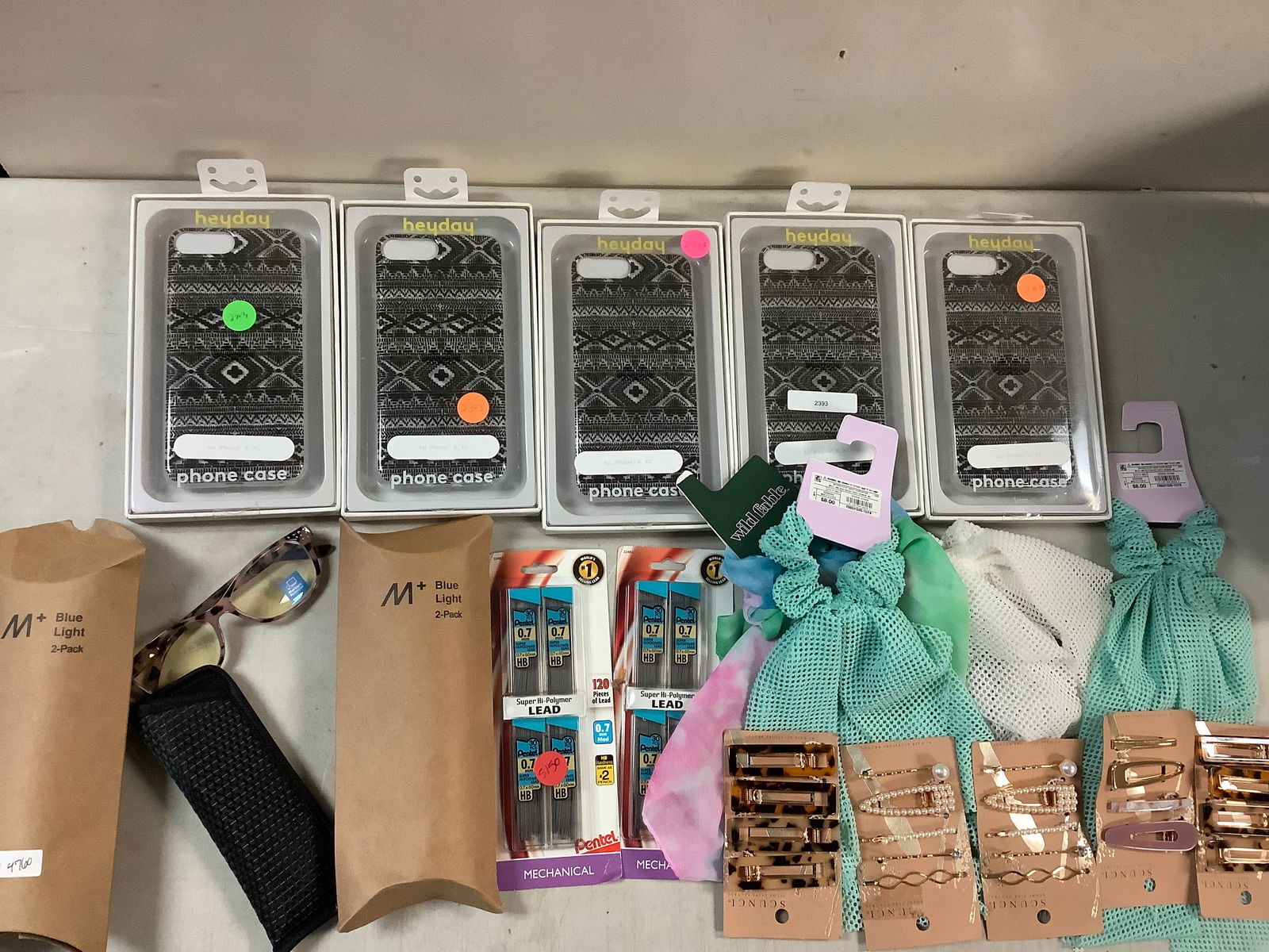 Lot of iphone x/xs cases, 0.7mm pencil lead, Blue light glasses, assorted costume jewelry and more (1 of 1)