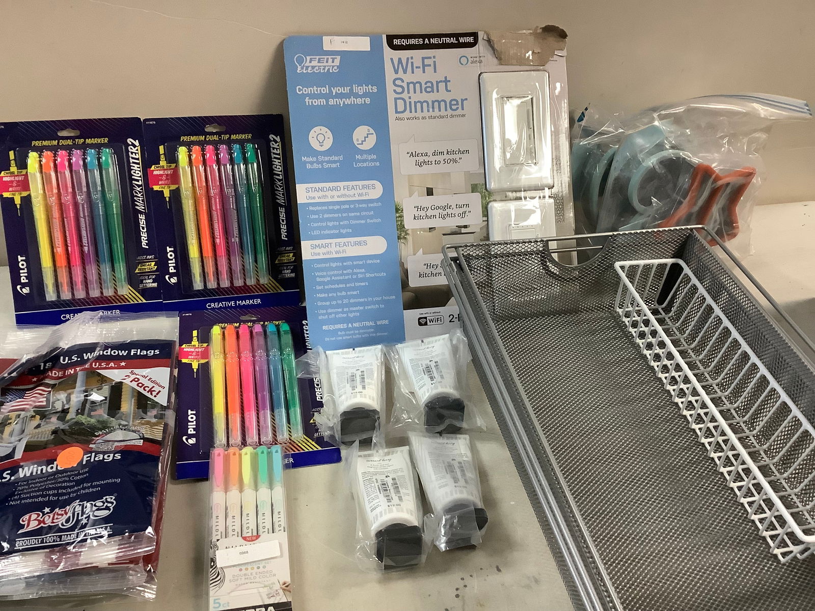 Lot of assorted cookie cutters, bins/school supplies, Wi-Fi smart dimmer switch, and more (1 of 1)