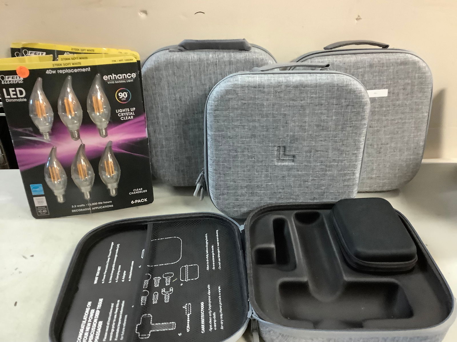 Lot of Feit Electric LED dimmable lights, 4 deep tissue body massagers, individually packaged (1 of 1)