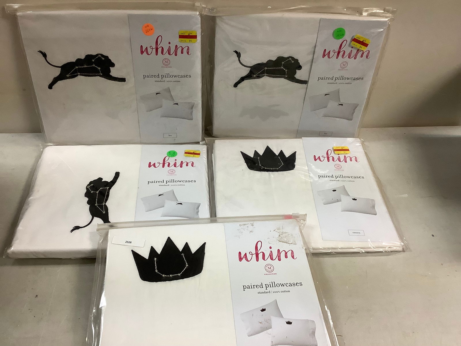 5 sets of Whim paired standard pillow cases (100% cotton): 5 sets of Whim paired standard pillow cases (100% cotton)