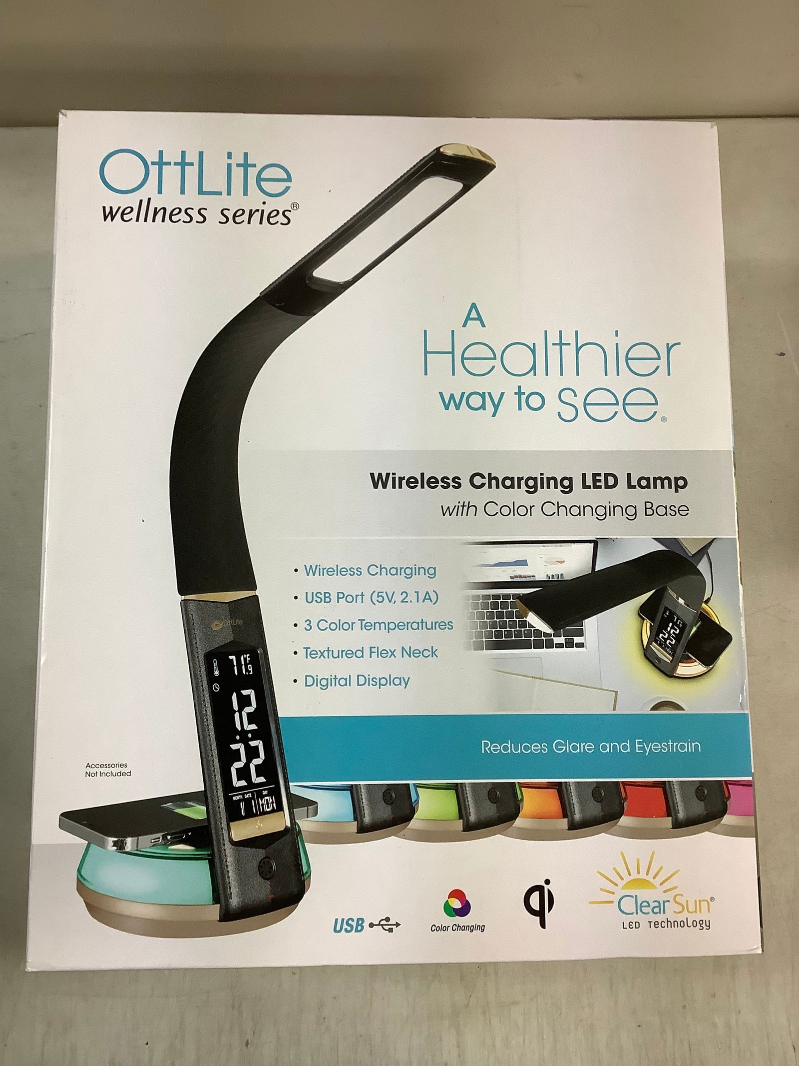 Ottlite wellness series wireless charging LED Lamp with color changing base (1 of 1)