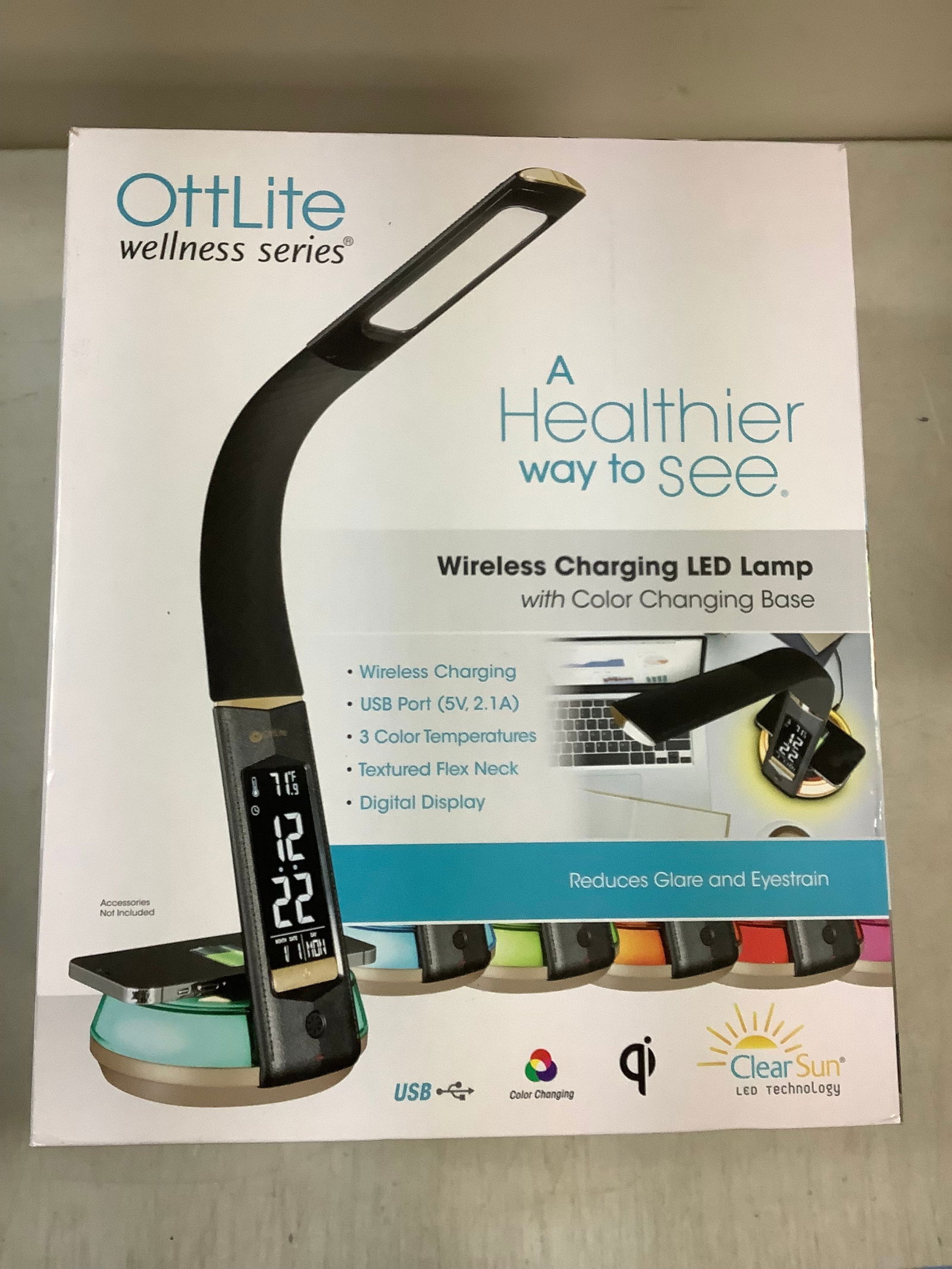 Ottlite wellness series wireless charging LED Lamp with color changing base (1 of 1)