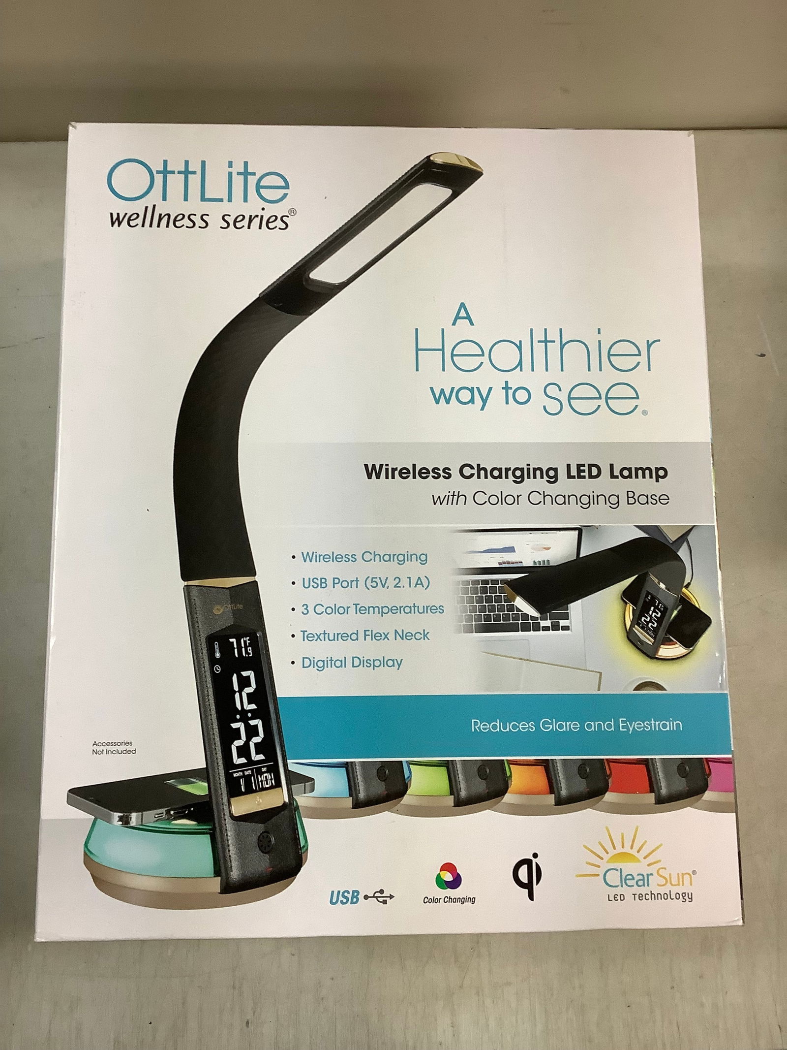 Ottlite wellness series wireless charging LED Lamp with color changing base (1 of 1)
