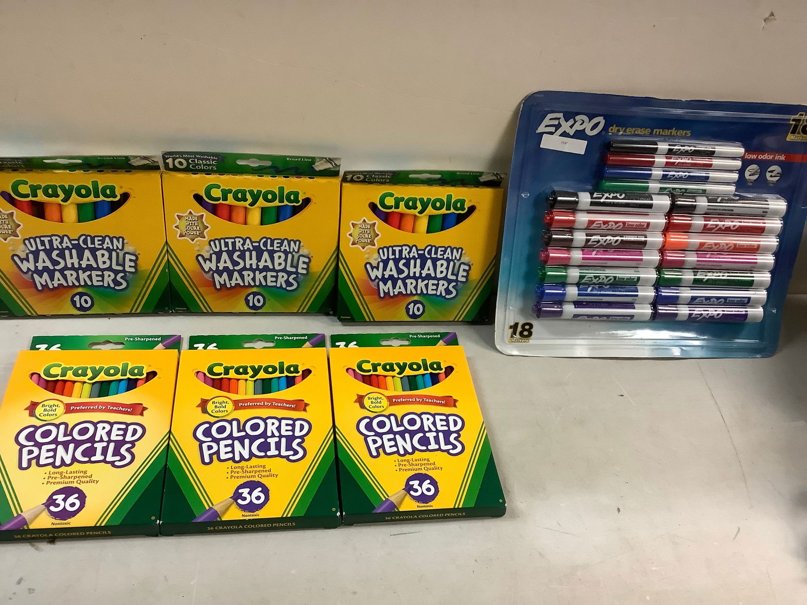 18 expo dry erase markers, crayola ultra-clean washable markers, crayola colored pencils (1 of 1)