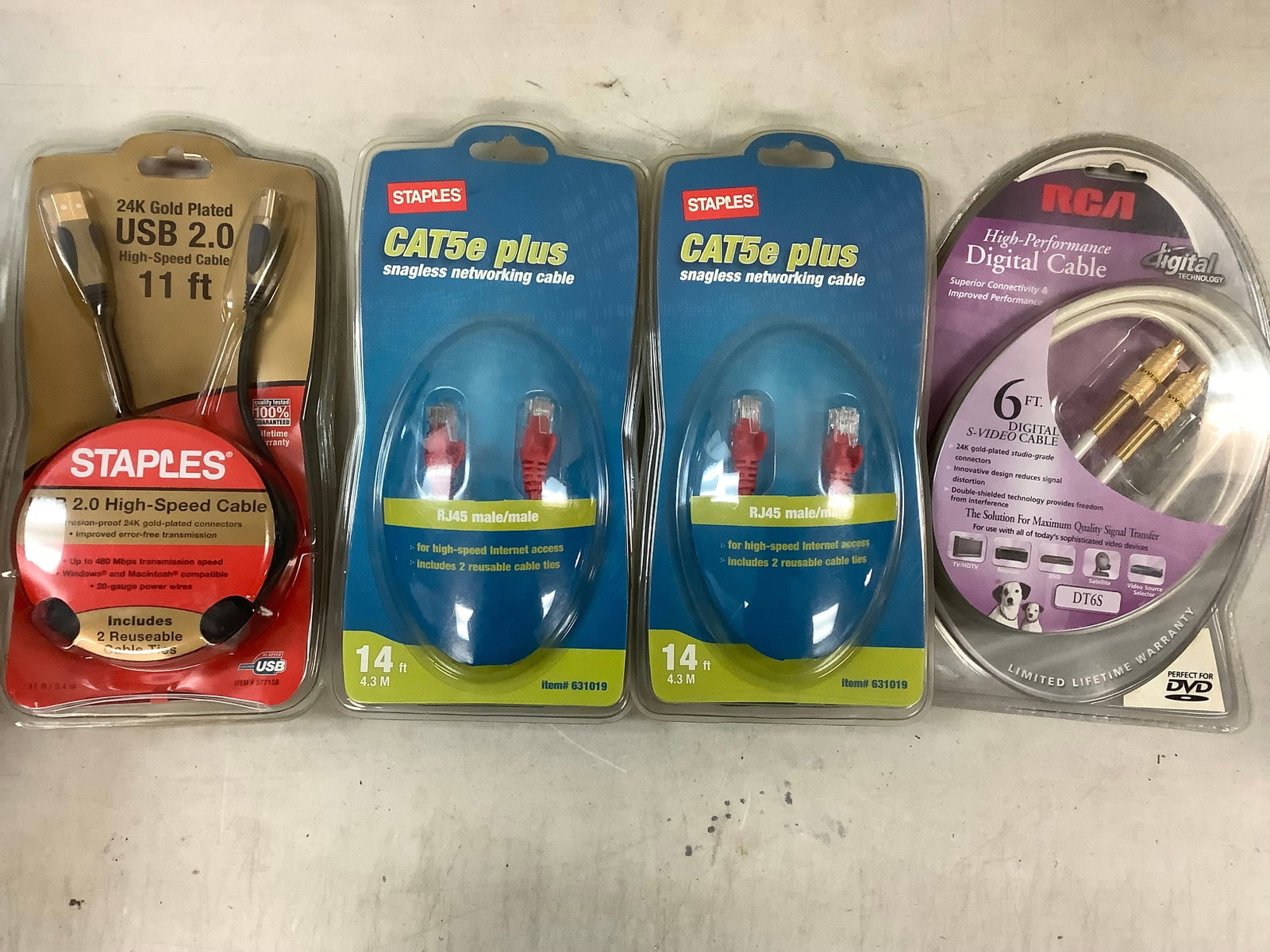 Lot of s-video cable, snagless networking cables, and 24k gold plated USB 2.0 cable: Lot of s-video cable, snagless networking cables, and 24k gold plated USB 2.0 cable