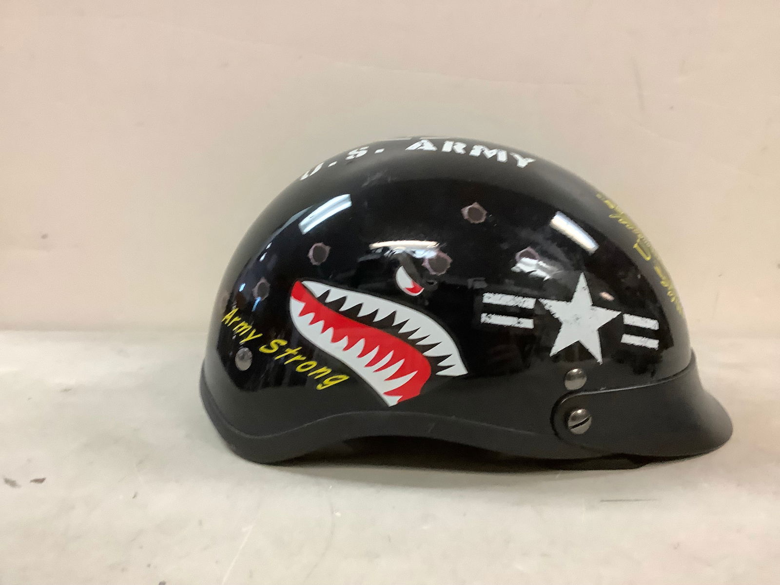Outlaw Motorcycle Helmet w/Army Graphics.: â€œOutlaw Motorcycle Helmet w/Army Graphics.” This NIB item was produced to honor Viet Nam Vets who were in the US Army.