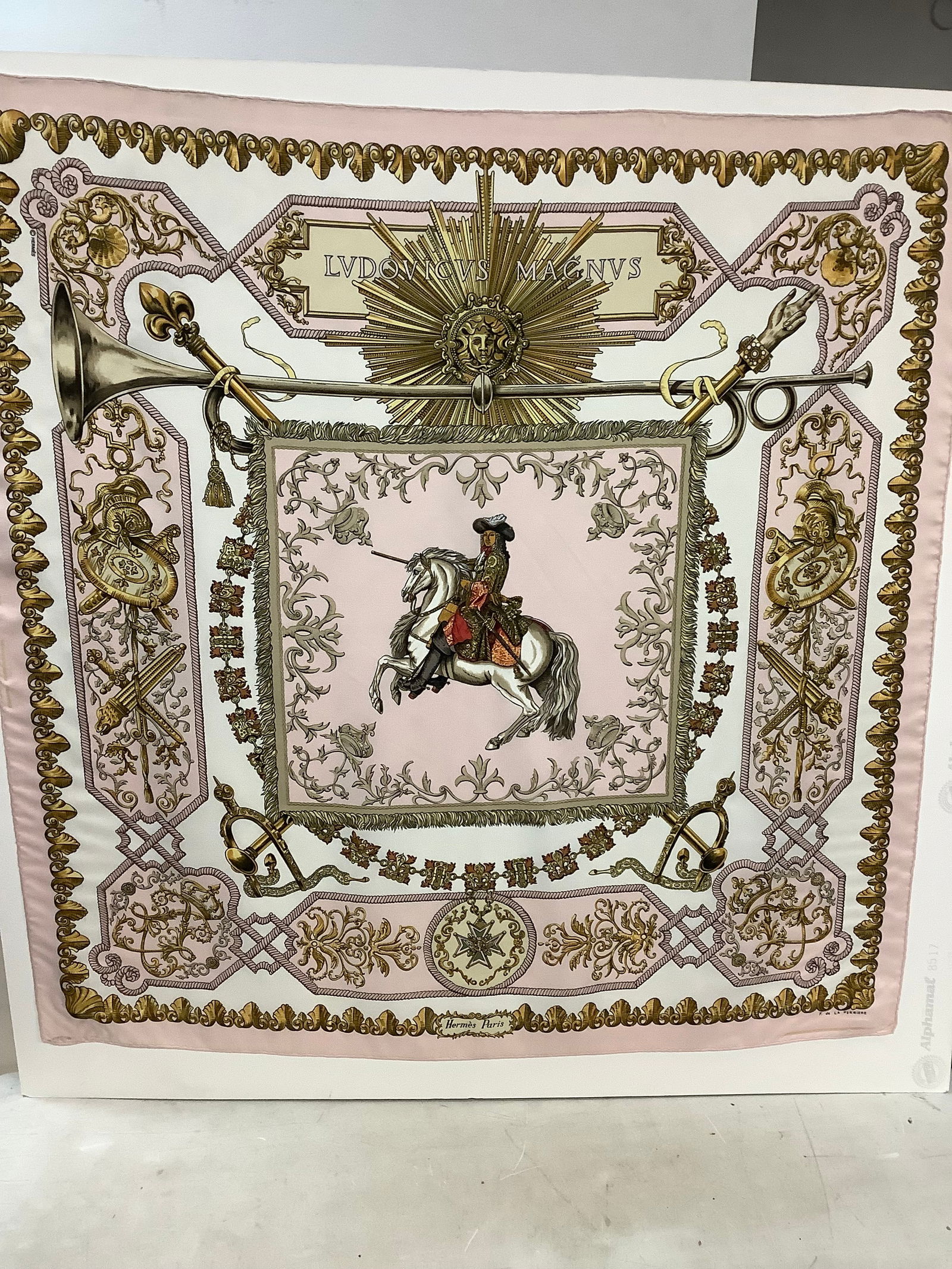 LVDOVICVS MAGNVS Hermes Paris Scarve on board 35in.x41in.: LVDOVICVS MAGNVS Hermes Paris Scarve on board 35in.x41in.