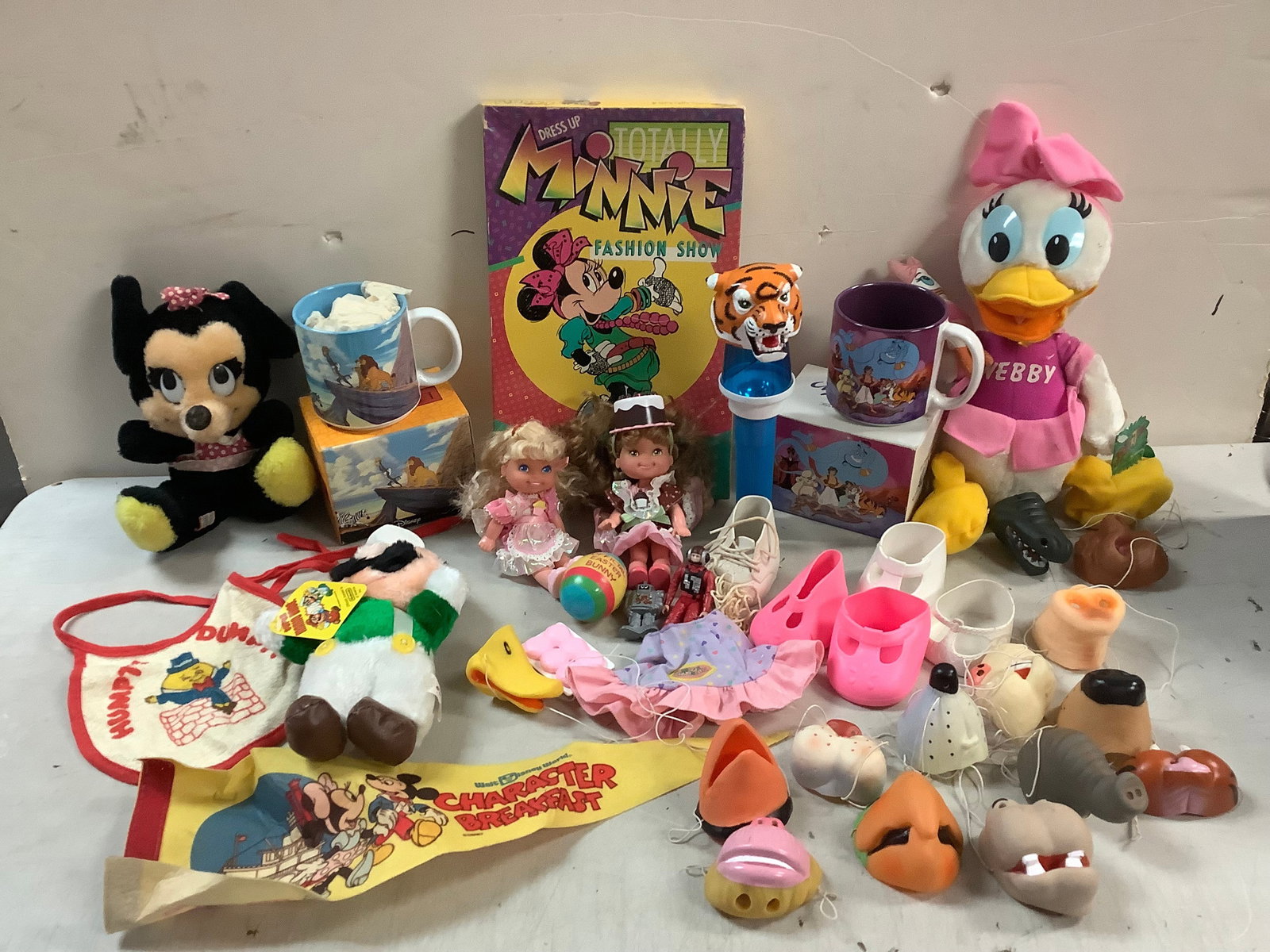 Lot of DISNEY mugs, cabage patch kids shoes, original design luigi doll, ringling bros items and: Lot of DISNEY mugs, cabage patch kids shoes, original design luigi doll, ringling bros items and more