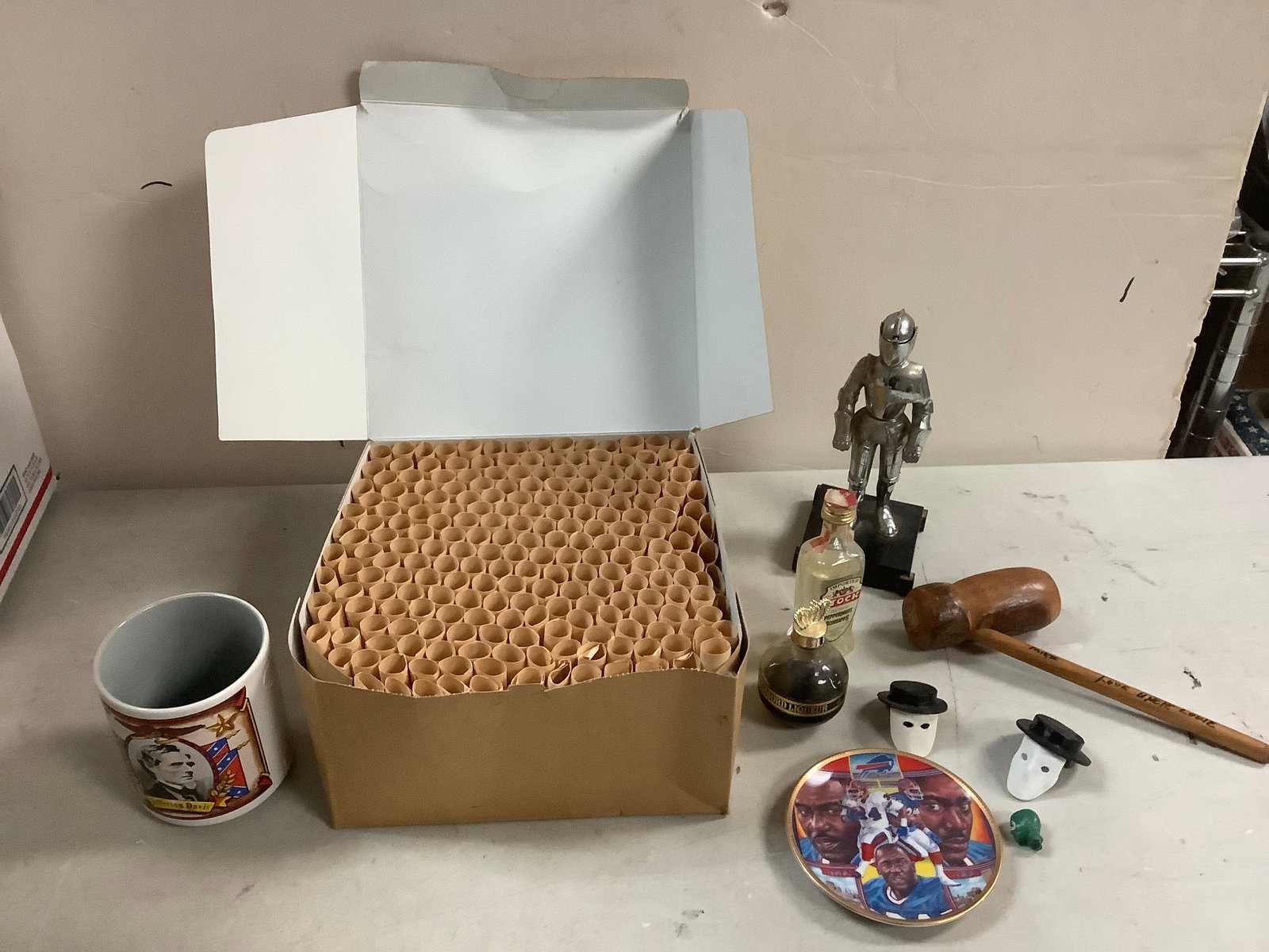 Lot of Black Powder Paper Cartridge Skirmish Tubes, Knight Lighter 7'' Tall, Mini Liquer Bottle, and (1 of 1)