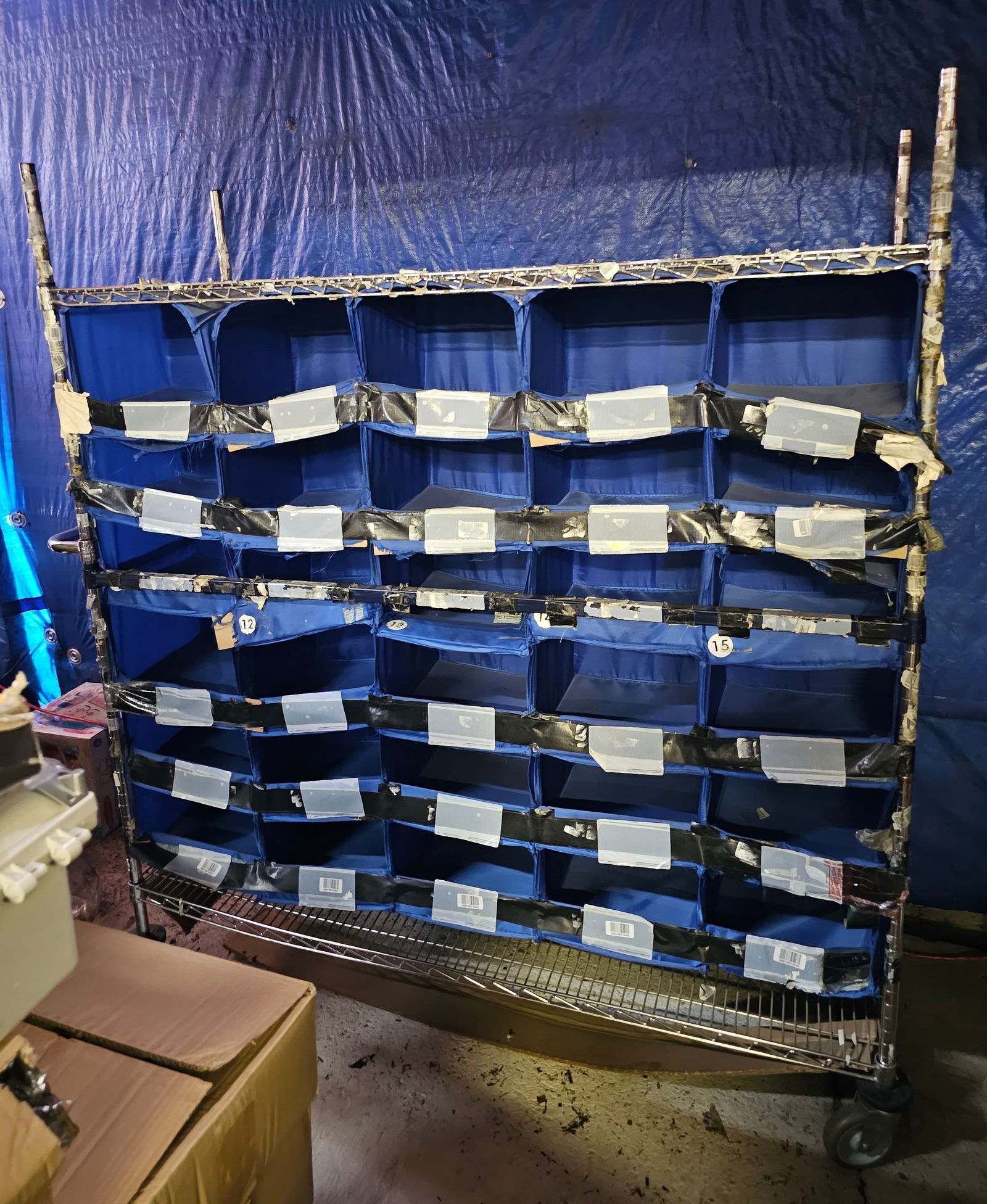 Rolling Metal Rack with Fabric Cubbies (1 of 2)