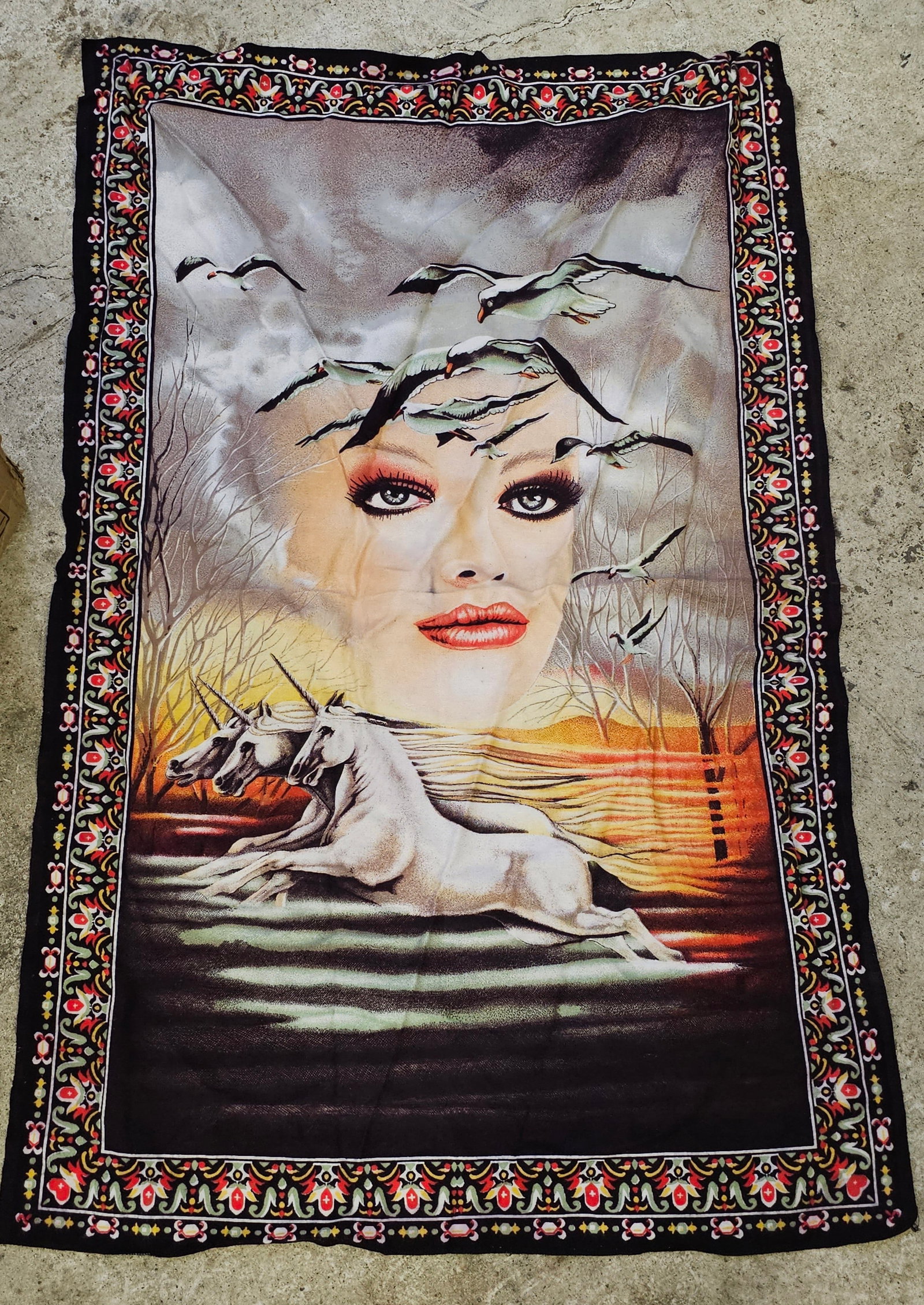 Vintage Brooklyn Fantasy Unicorn Tapestry (1 of 2)