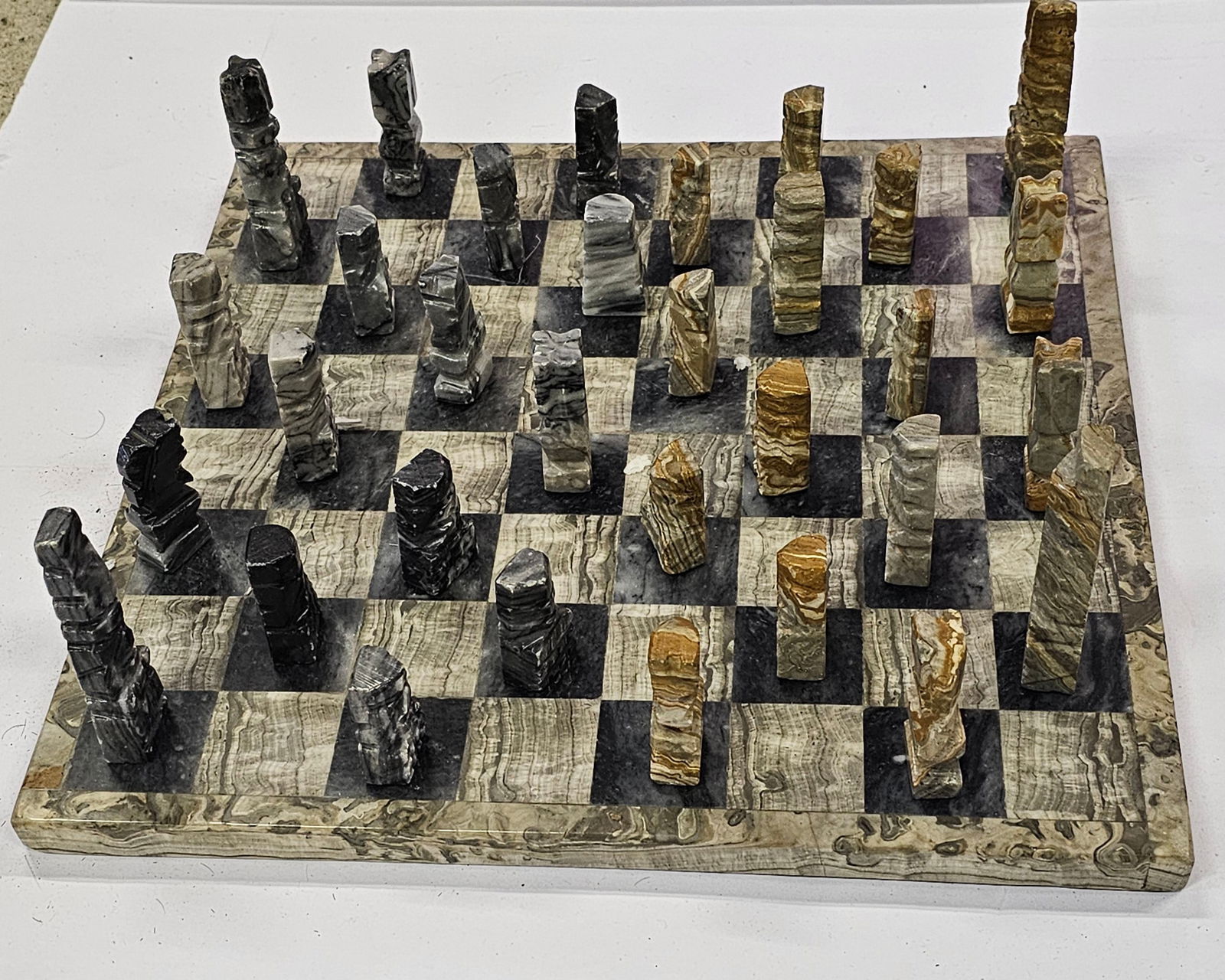 Vintage Marble Chess Board and Pieces (1 of 2)
