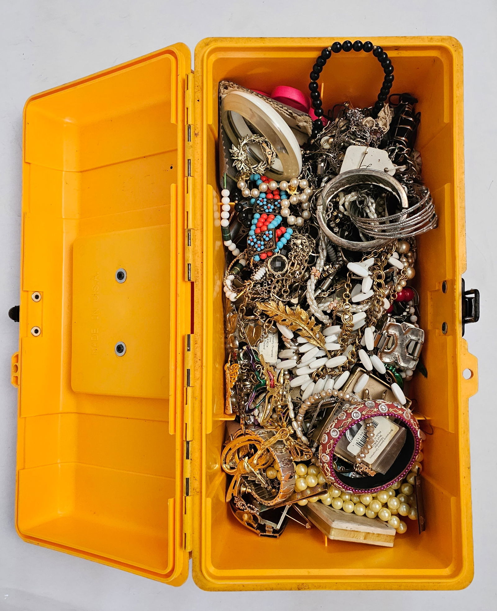 16" toolbox of jewelry and sewing- some needs untanglingq (1 of 2)