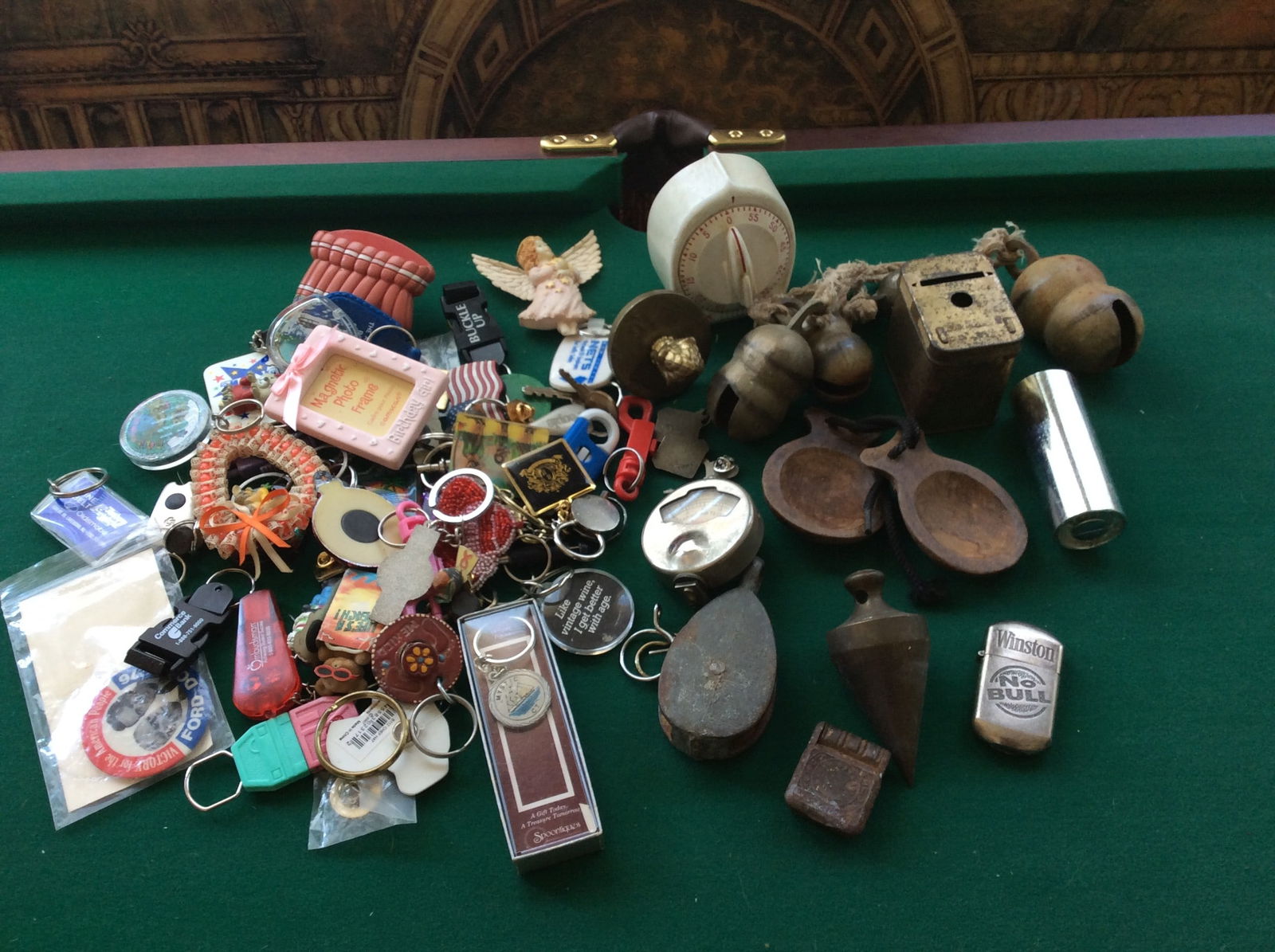 Lot of Vintage Bells, Hearing Aid Tester, Keychains and More: Lot of Vintage Bells, Hearing Aid Tester, Keychains and More