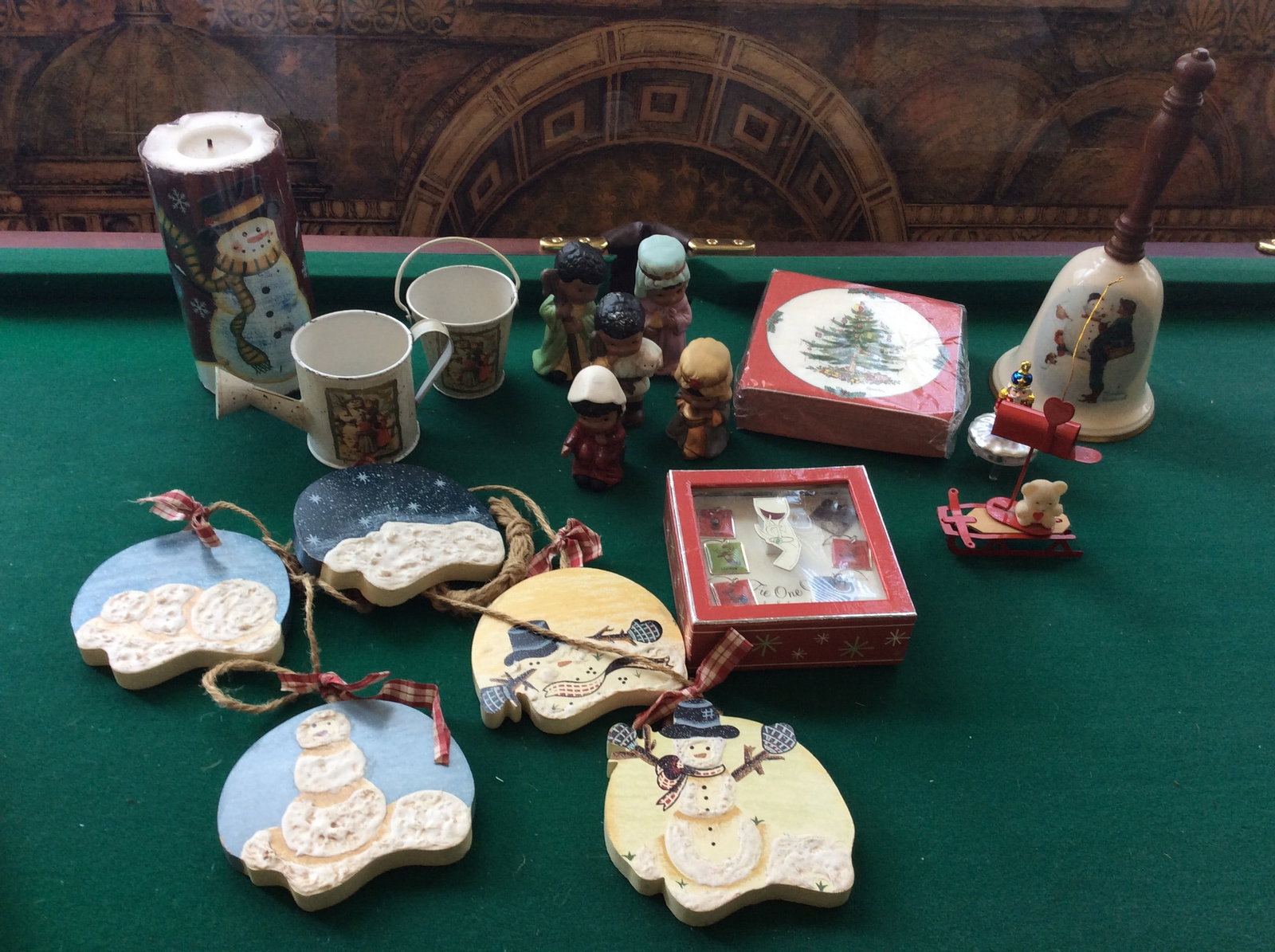 Lot of Norman Rockwell Bell, Spode Unopened Napkins and More: Lot of Norman Rockwell Bell, Spode Unopened Napkins and More