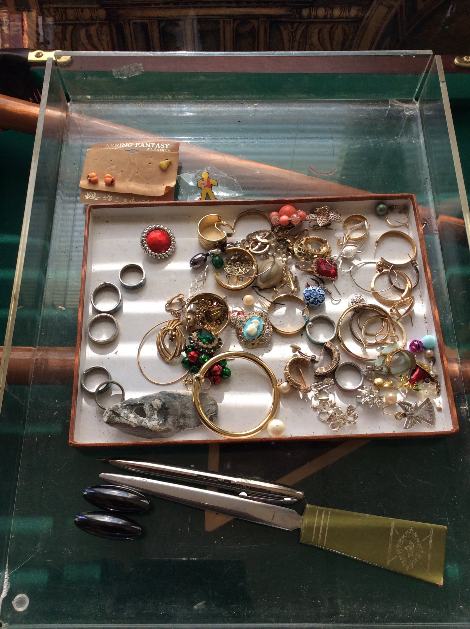 Lot of Mismatched Earrings, Rings, Letter Opener and More: Lot of Mismatched Earrings, Rings, Letter Opener and More