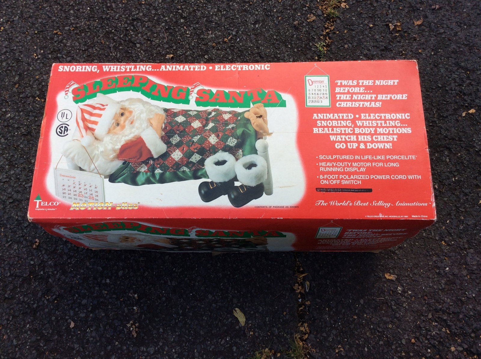 Telco Electric Motion Sleeping Santa in Box: Telco Electric Motion Sleeping Santa in Box