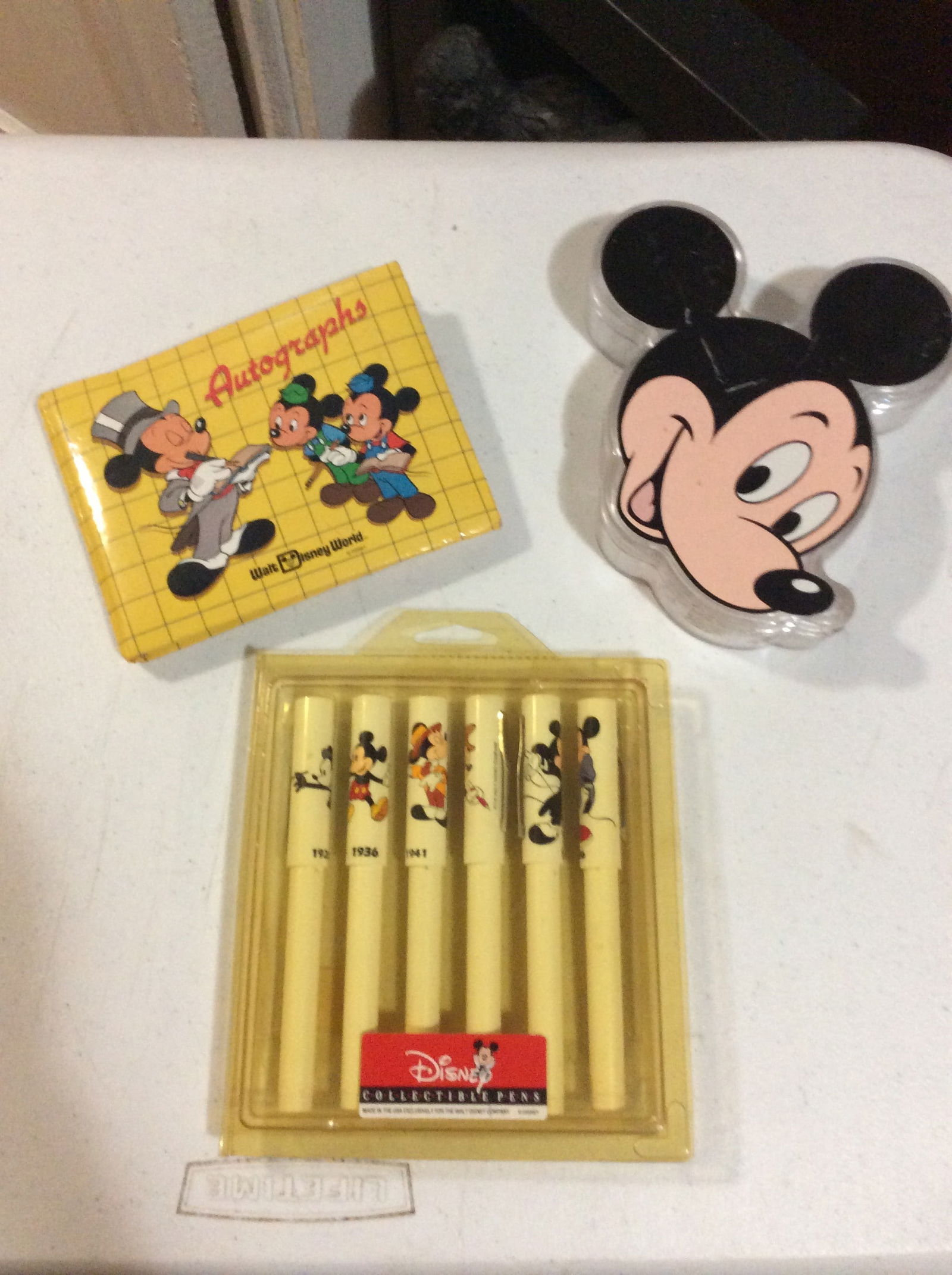 Disney Sealed Collectible Mickey Mouse Pens, Autograph Book and Conatiner (1 of 1)
