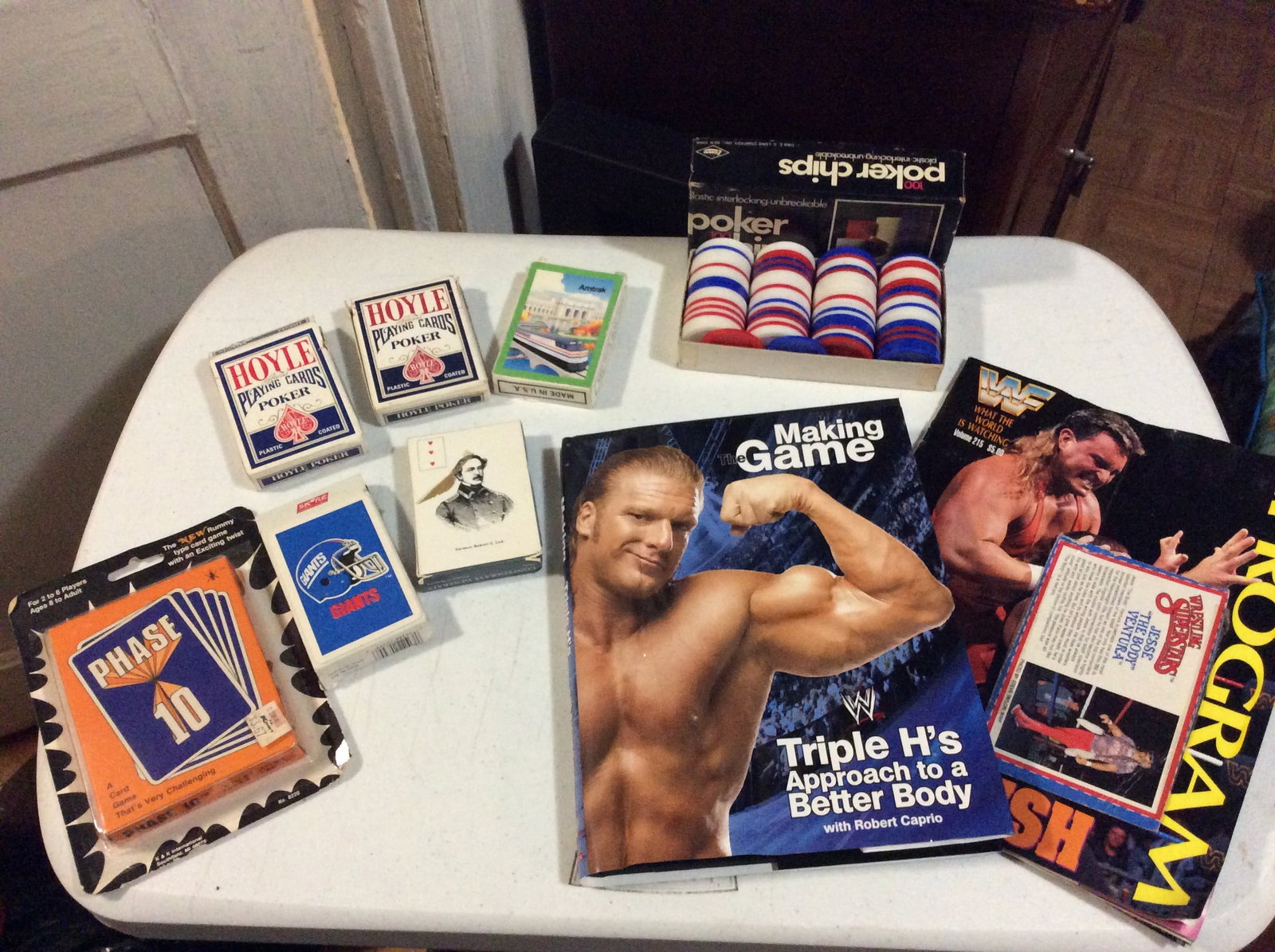 Lot of Playing Cards, Poker Chips, Wrestling Book, Magazine and More: Lot of Playing Cards, Poker Chips, Wrestling Book, Magazine and More