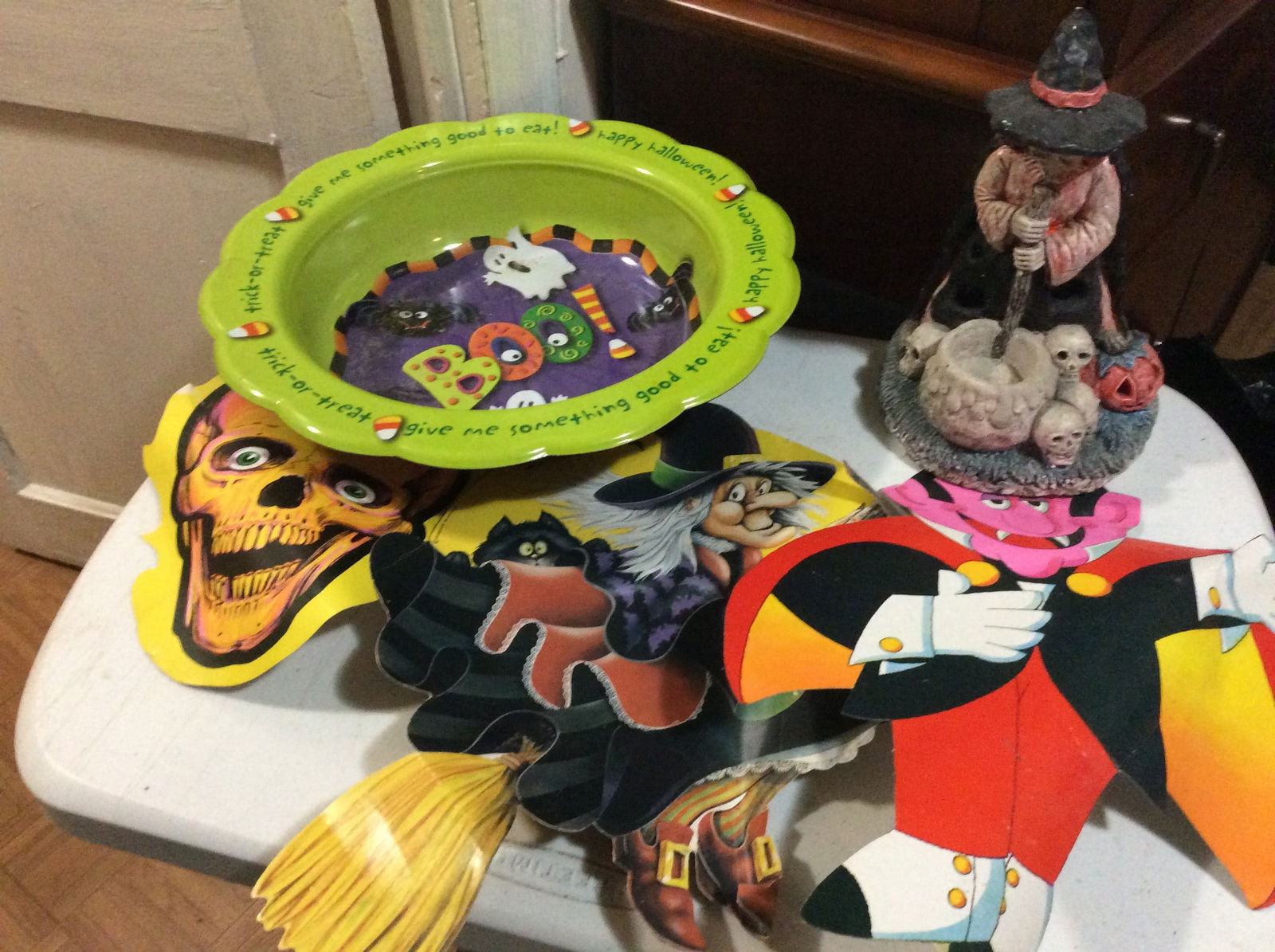 Lot of Halloween Treat Bowl, Ceramic Witch Figure and Decorations (1 of 1)