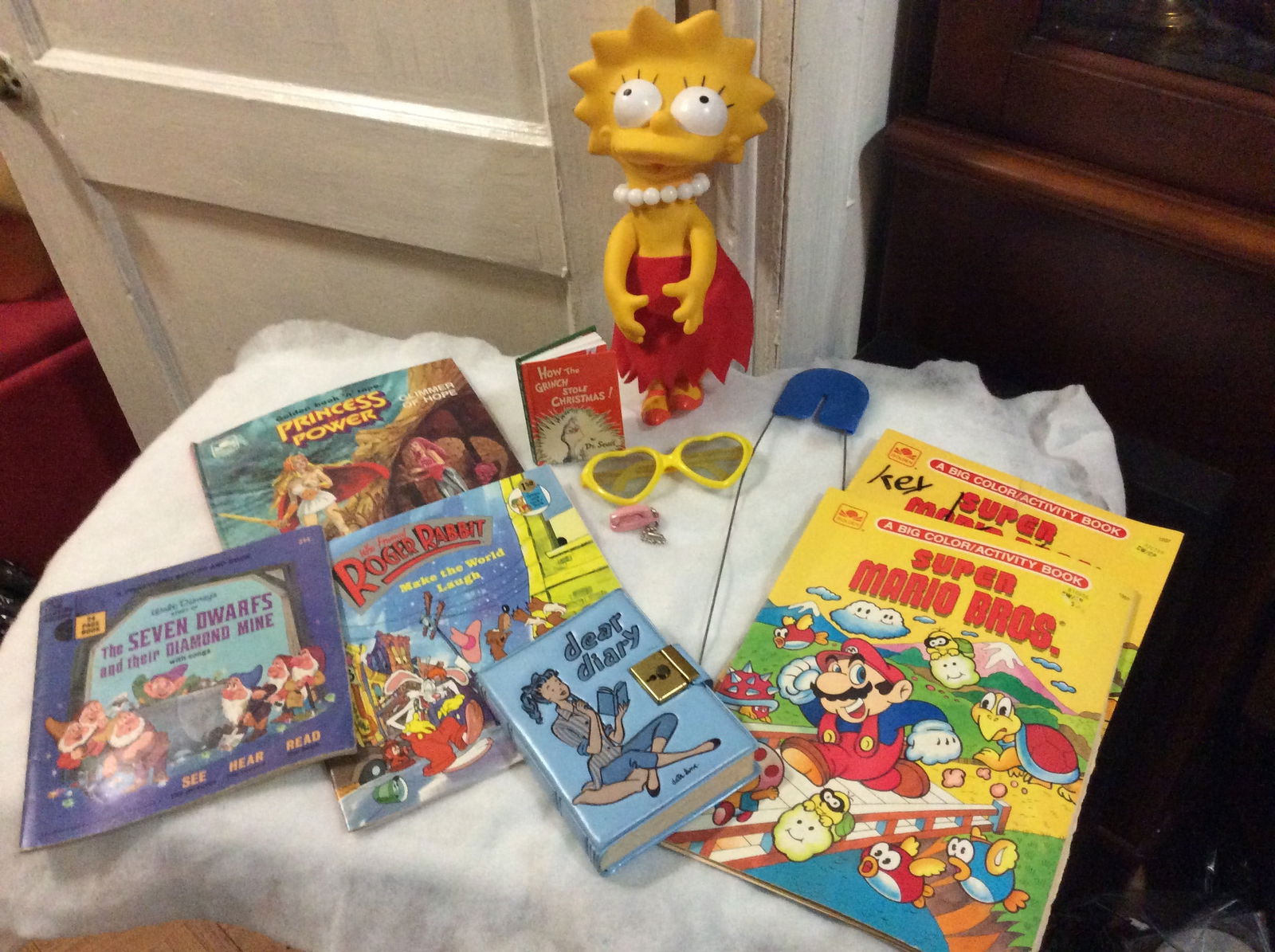 Lot of Books, Lisa Simpson Doll, Super Mario Bros. Color/Activity Books and More (1 of 1)